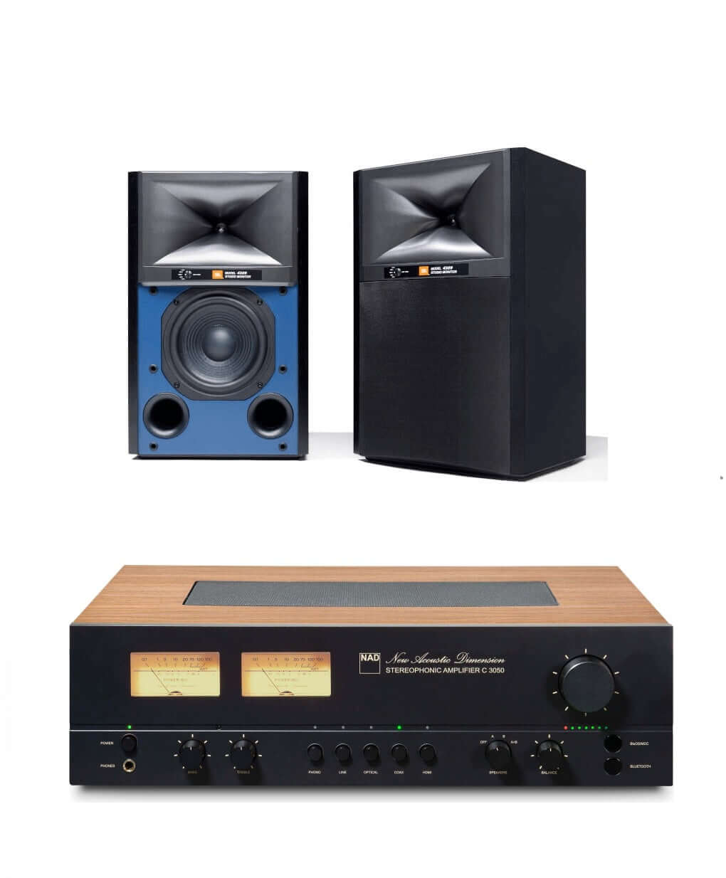 JBL 4309 6.5-inch 2-way Bookshelf Loudspeaker Pair with NAD C 3050 BluOS-D Integrated Amplifier Bundle - Safe and Sound HQ
