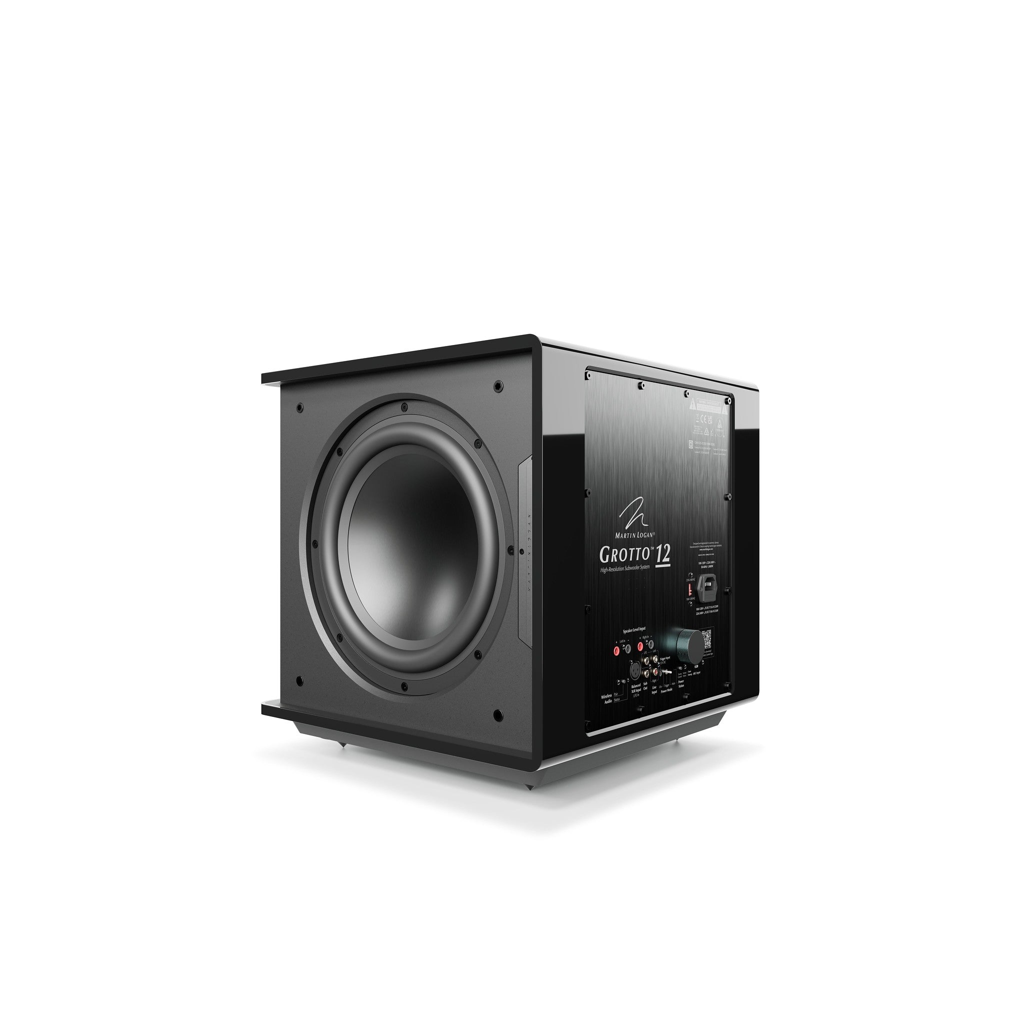 Martin Logan Grotto 12 Hybrid 12" Subwoofer System showcasing its powerful design and premium audio performance.