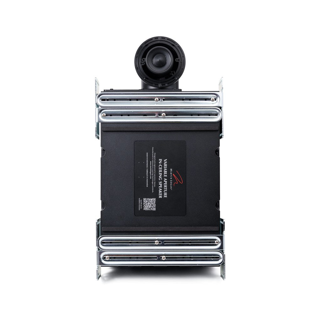 Martin Logan Variable Aperture In-Ceiling Subwoofer with Dual 5.5" Woofers front view showcasing high-impact bass performance.