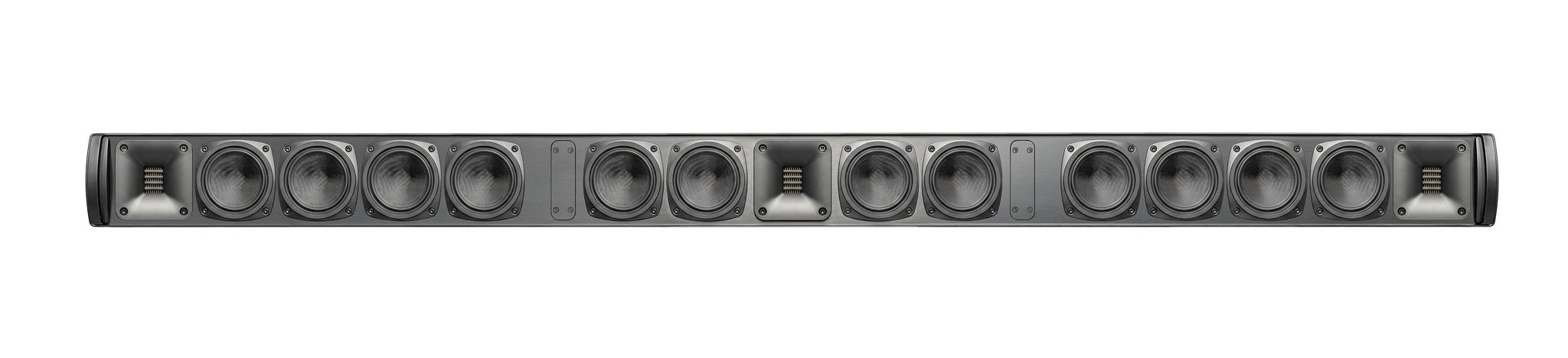 MartinLogan Discrete Cinema Soundbar 85 3 Channel Passive Soundbar front view displaying multiple speaker drivers.