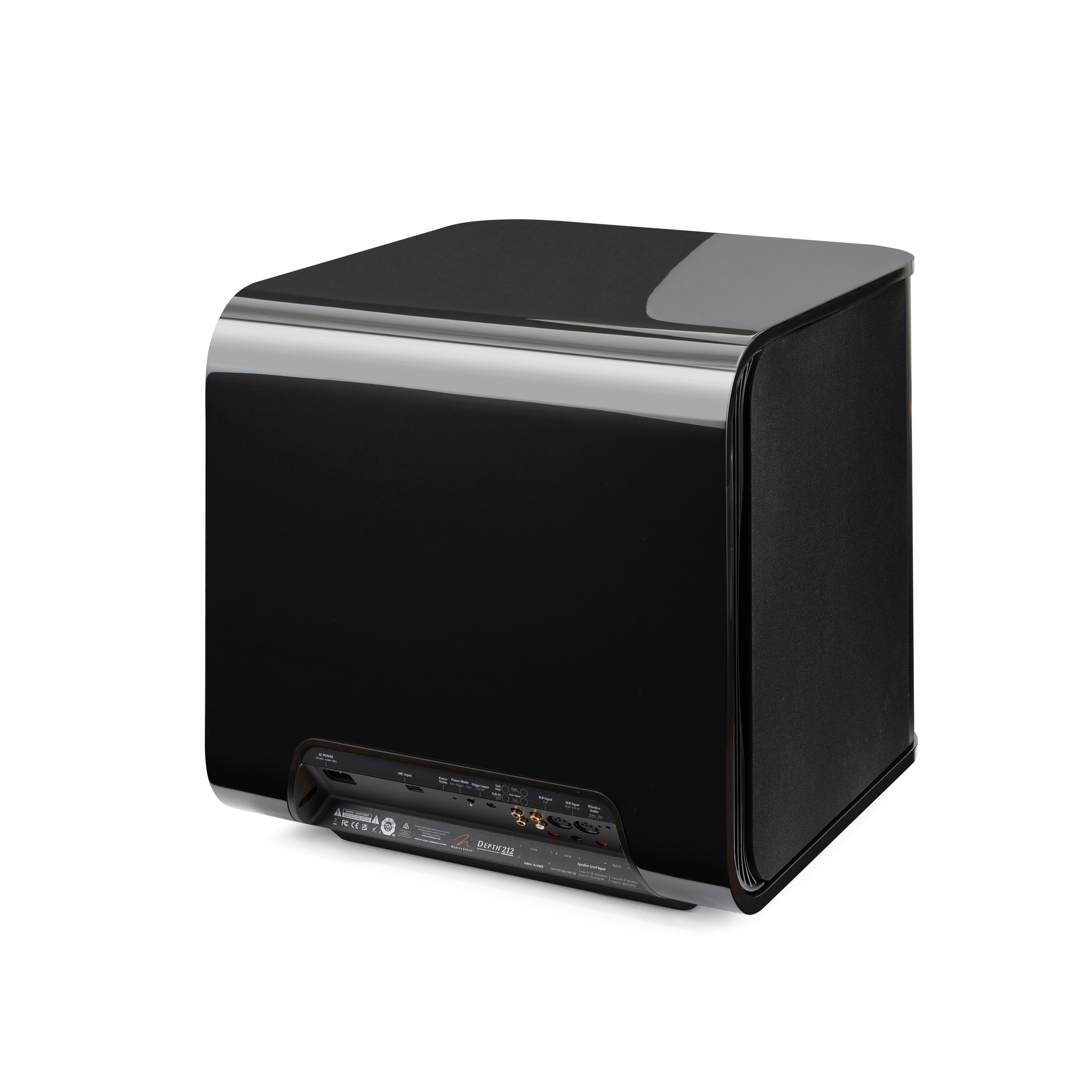 Martin Logan Depth 212 High-Resolution Dual 12" Powered Subwoofer in sleek black design for high-quality audio performance.