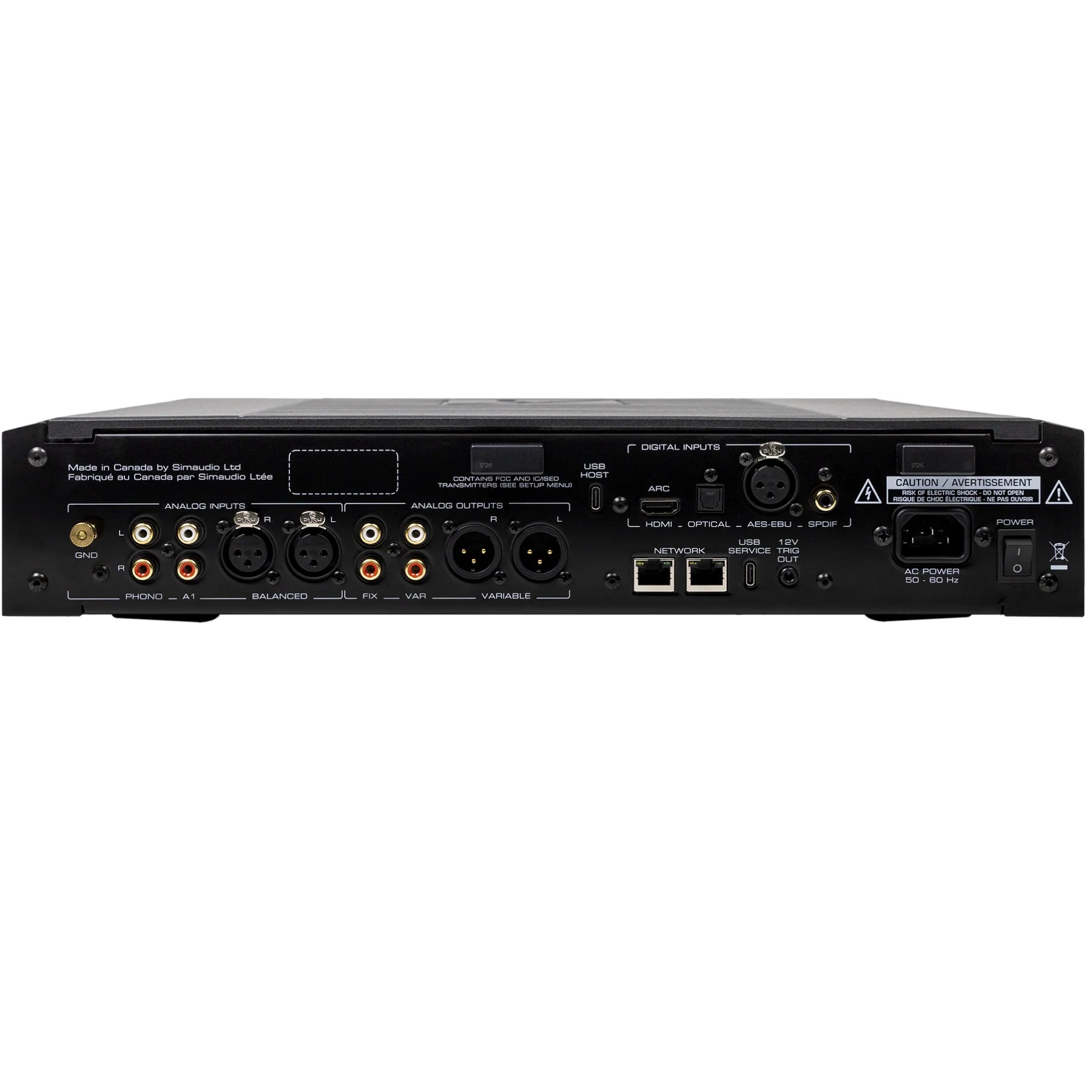 Back panel connectivity options of Simaudio Moon 491 Compass Collection Network Player and Preamplifier.