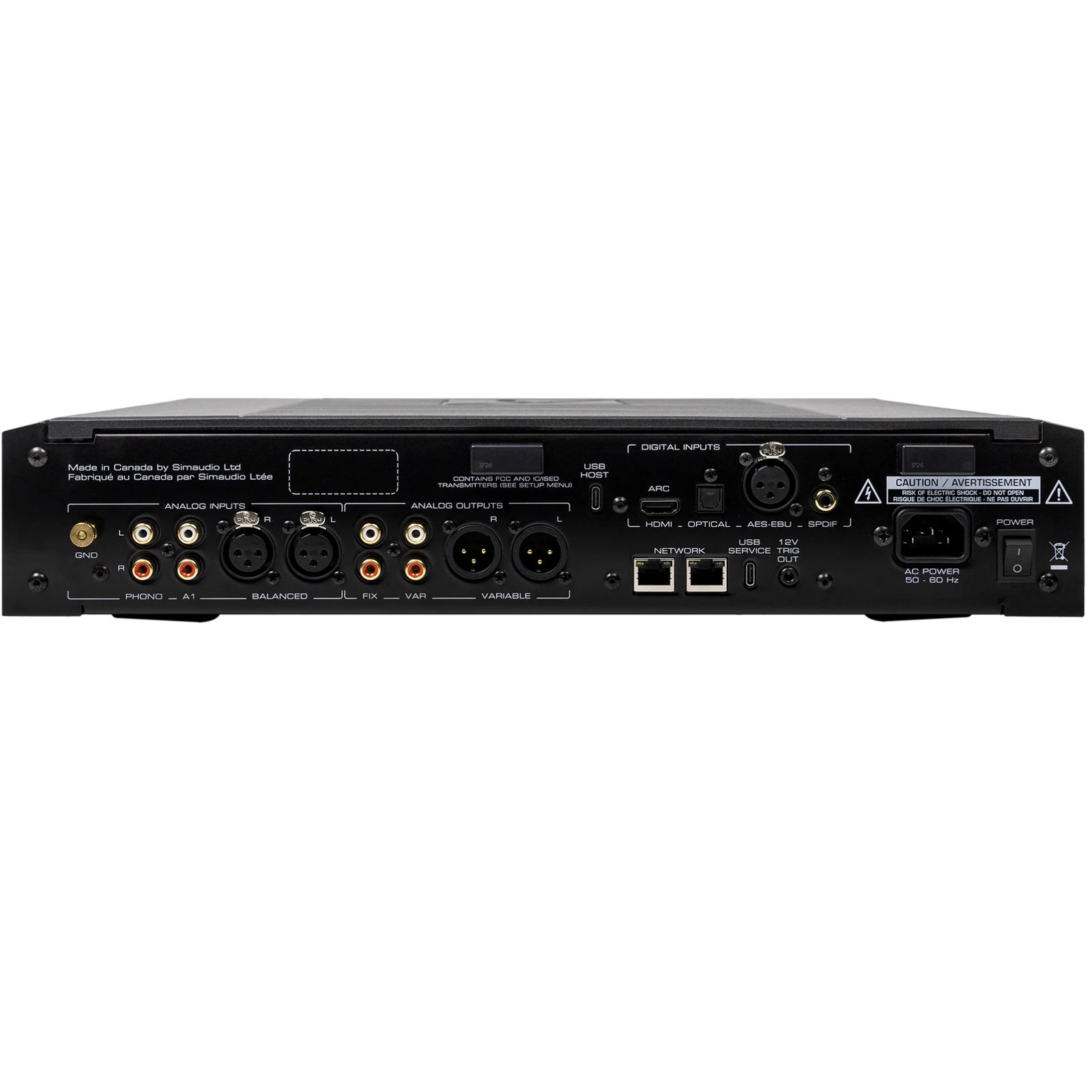 Back panel connectivity options of Simaudio Moon 491 Compass Collection Network Player and Preamplifier.