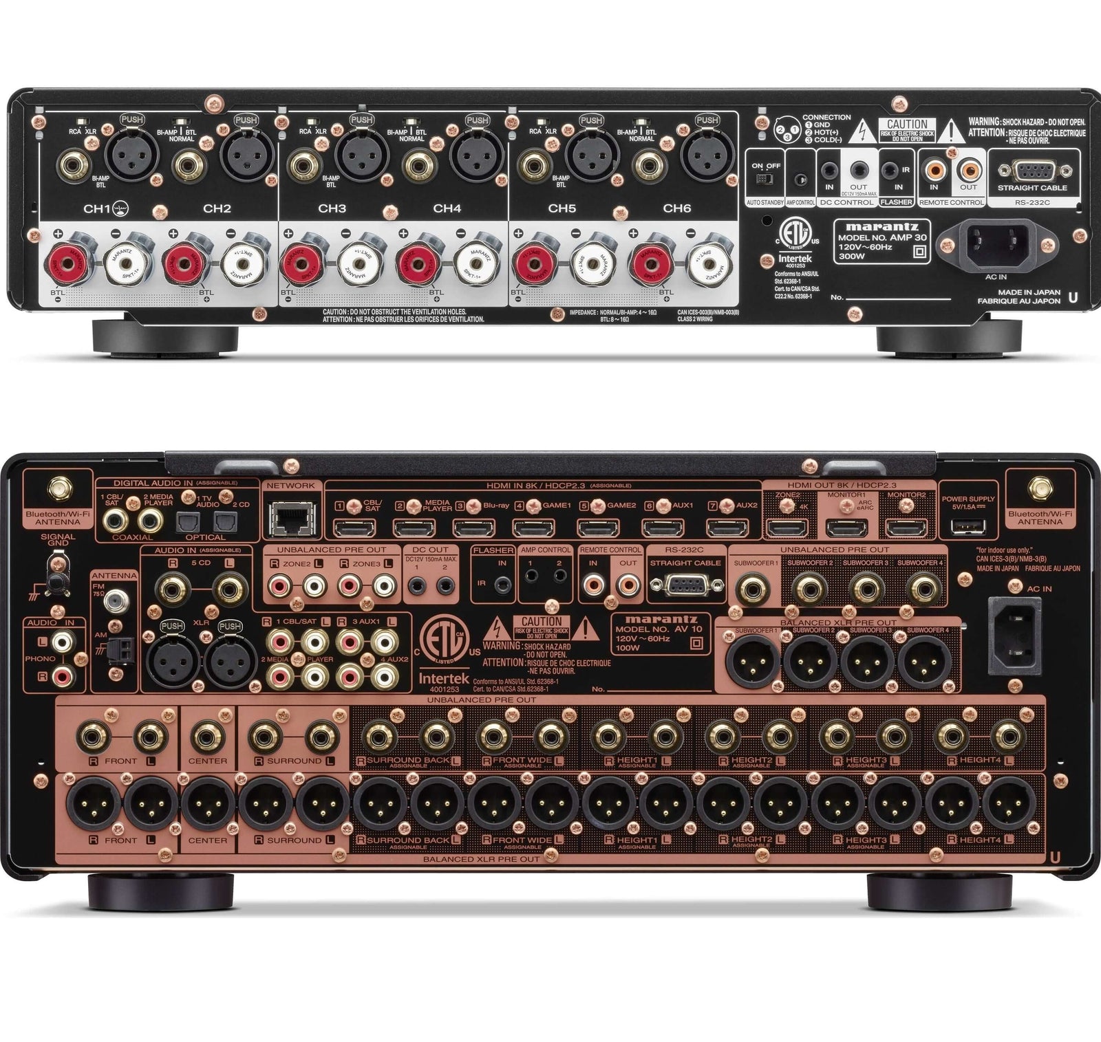 Marantz AV 10 15.4 Channel AV Preamplifier and Marantz AMP 30 6 Channel Power Amplifier Bundle - Safe and Sound HQ
