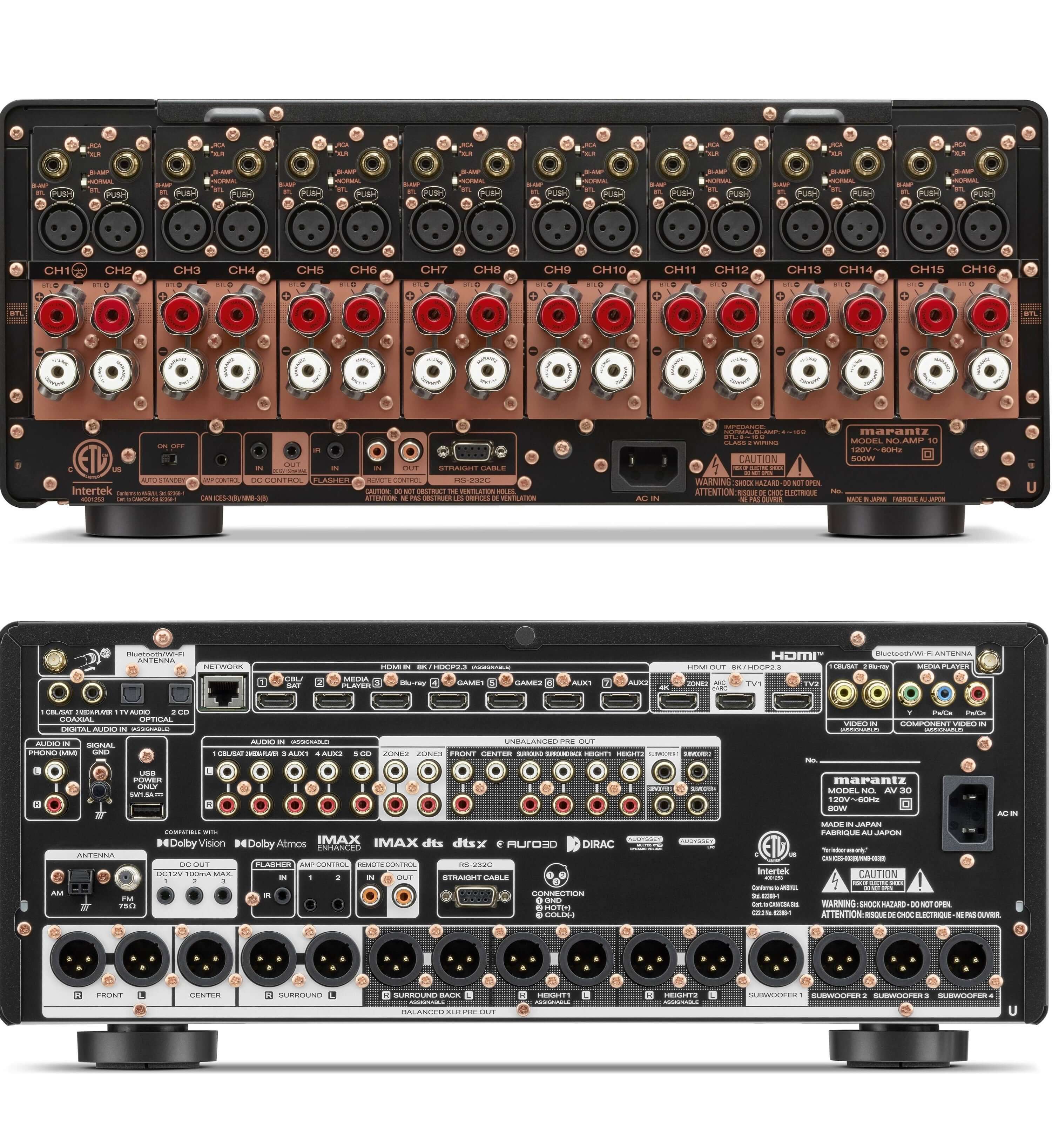 Marantz AV 30 11.4 Channel AV Preamplifier and Marantz AMP 10 16 Channel Power Amplifier Bundle - Safe and Sound HQ