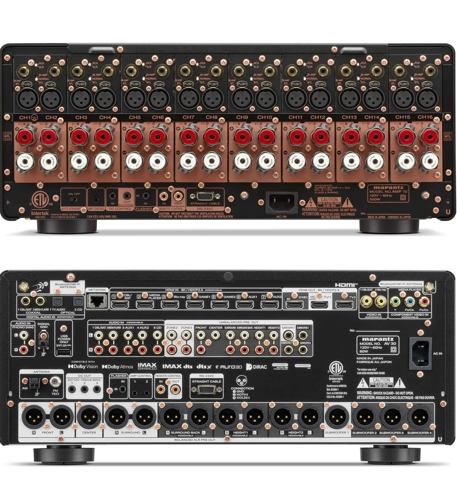 Marantz AV 30 11.4 Channel AV Preamplifier and Marantz AMP 10 16 Channel Power Amplifier Bundle - Safe and Sound HQ