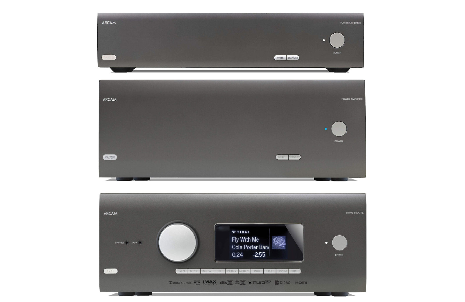 Arcam AV41 16 Preamplifier/Processor with PA720 7 Channel Power Amp and PA410 Power Amp Bundle - Safe and Sound HQ