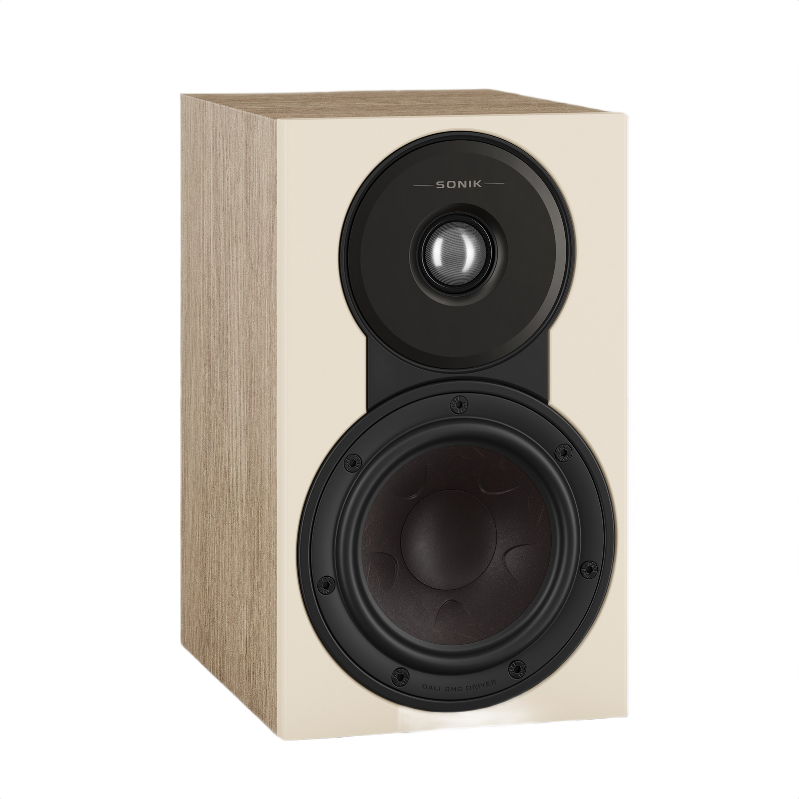Dali Sonik 1 Ultra-Compact Bookshelf Speaker (Pair) in sleek design showcasing its high-quality drivers and compact size.