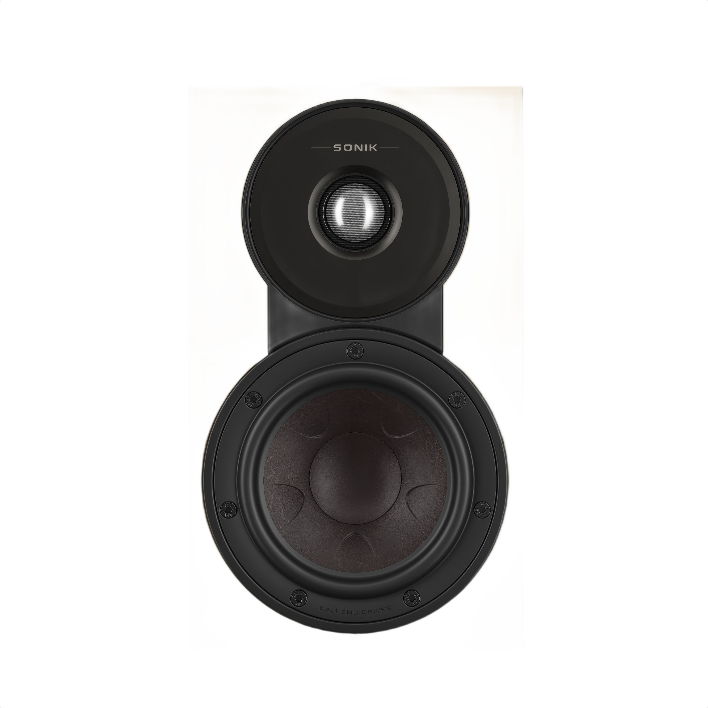 Dali Sonik 1 Ultra-Compact Bookshelf Speaker (Pair) front view showcasing the tweeter and woofer design.
