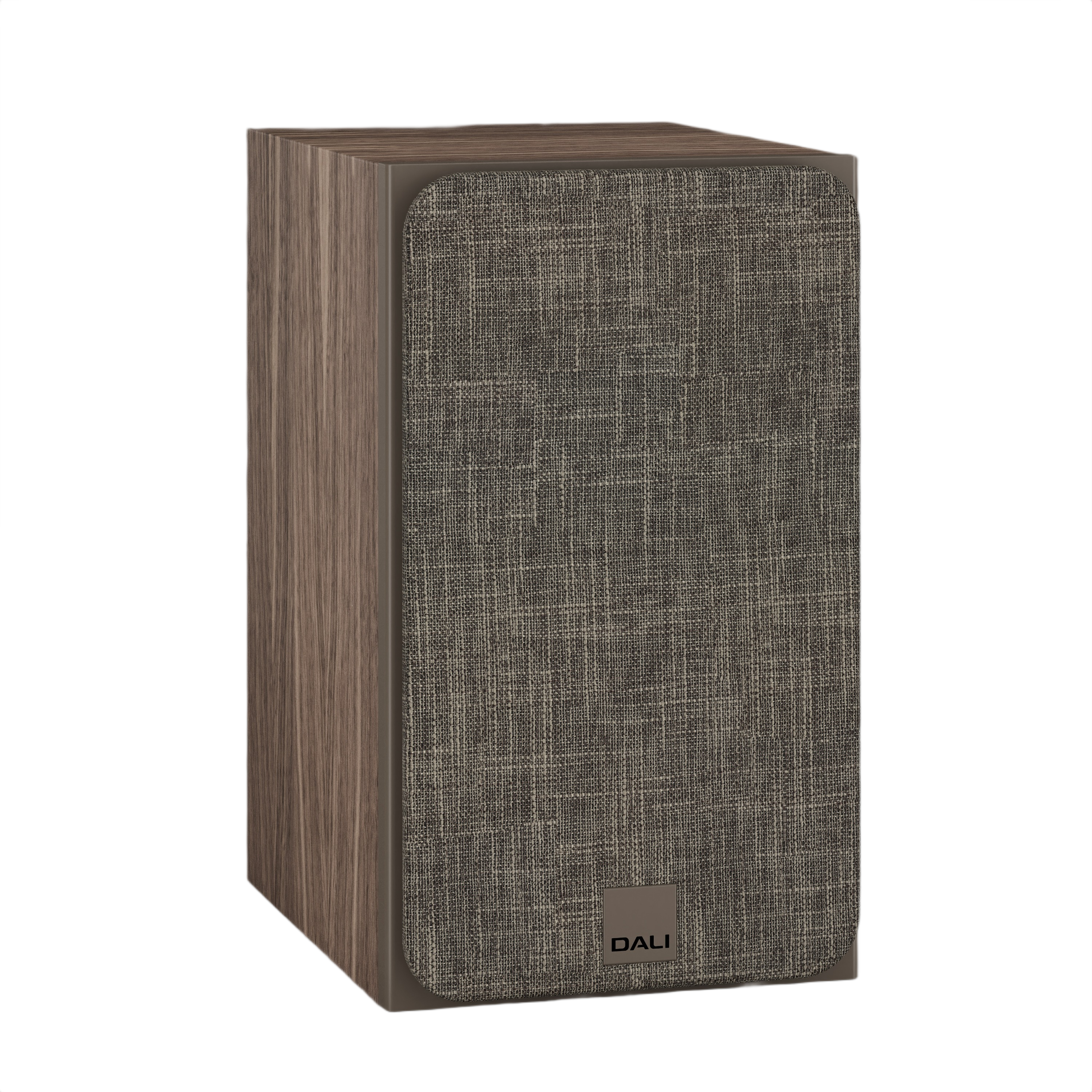 Dali Sonik 1 Ultra-Compact Bookshelf Speaker (Pair) in wood finish with fabric cover for elegant sound design