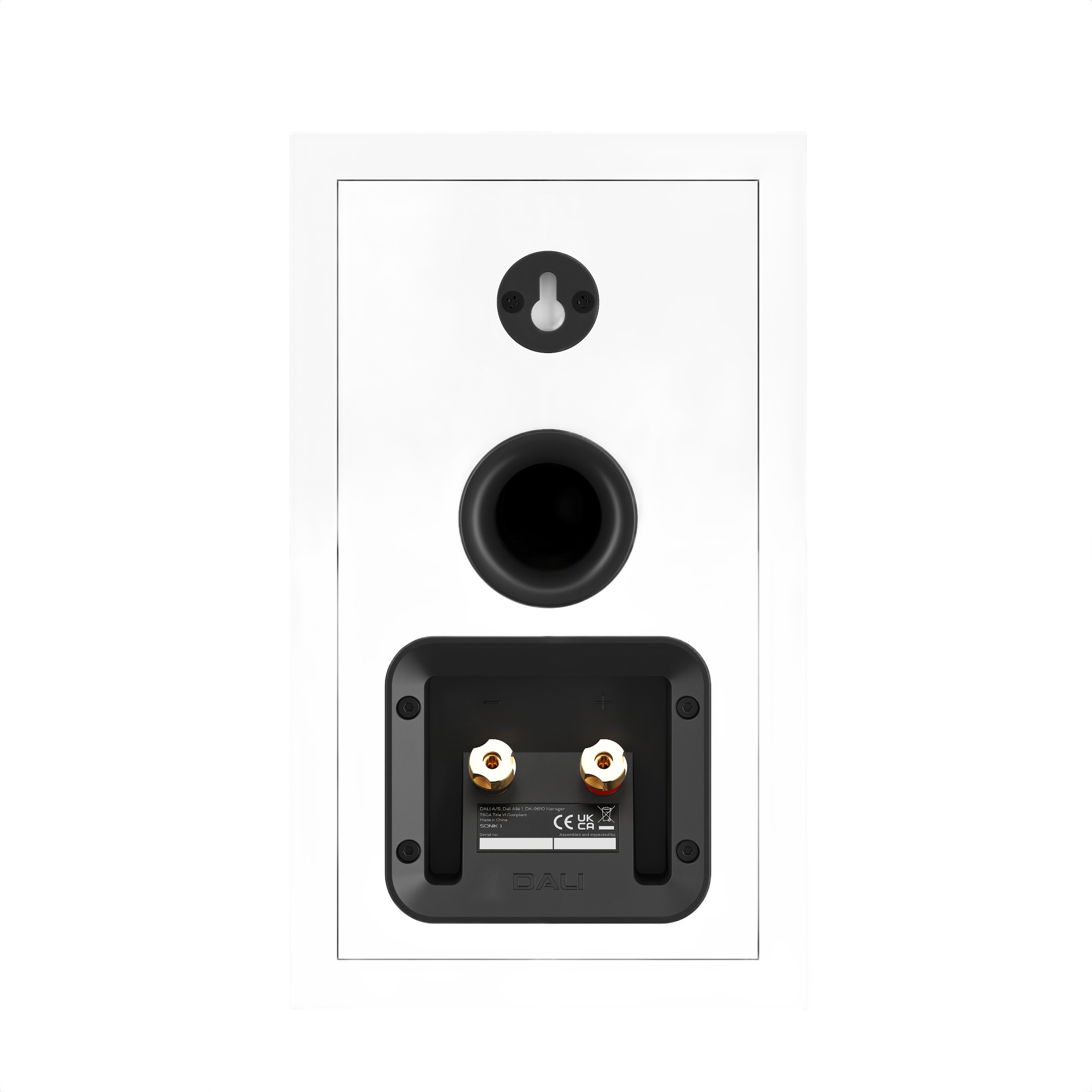 Dali Sonik 1 Ultra-Compact Bookshelf Speaker (Pair) rear view with ports and connectors visible.