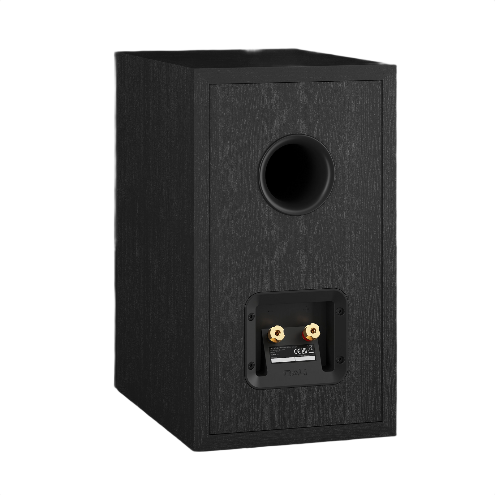 Dali Sonik 3 Compact Bookshelf Speaker (Pair) back view showing ports and sleek design.