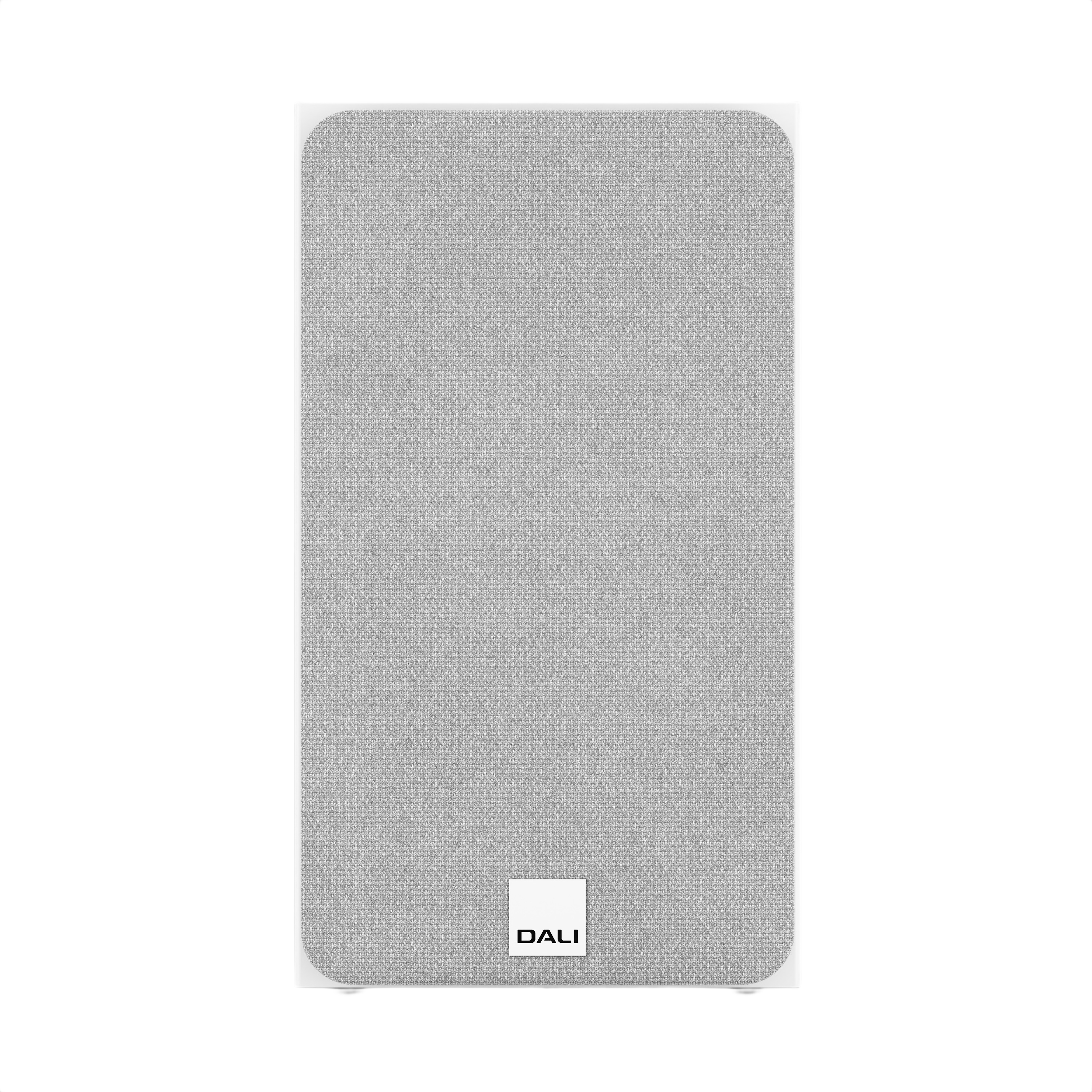 Dali Sonik 3 Compact Bookshelf Speaker (Pair) front view with grey fabric design and DALI logo.