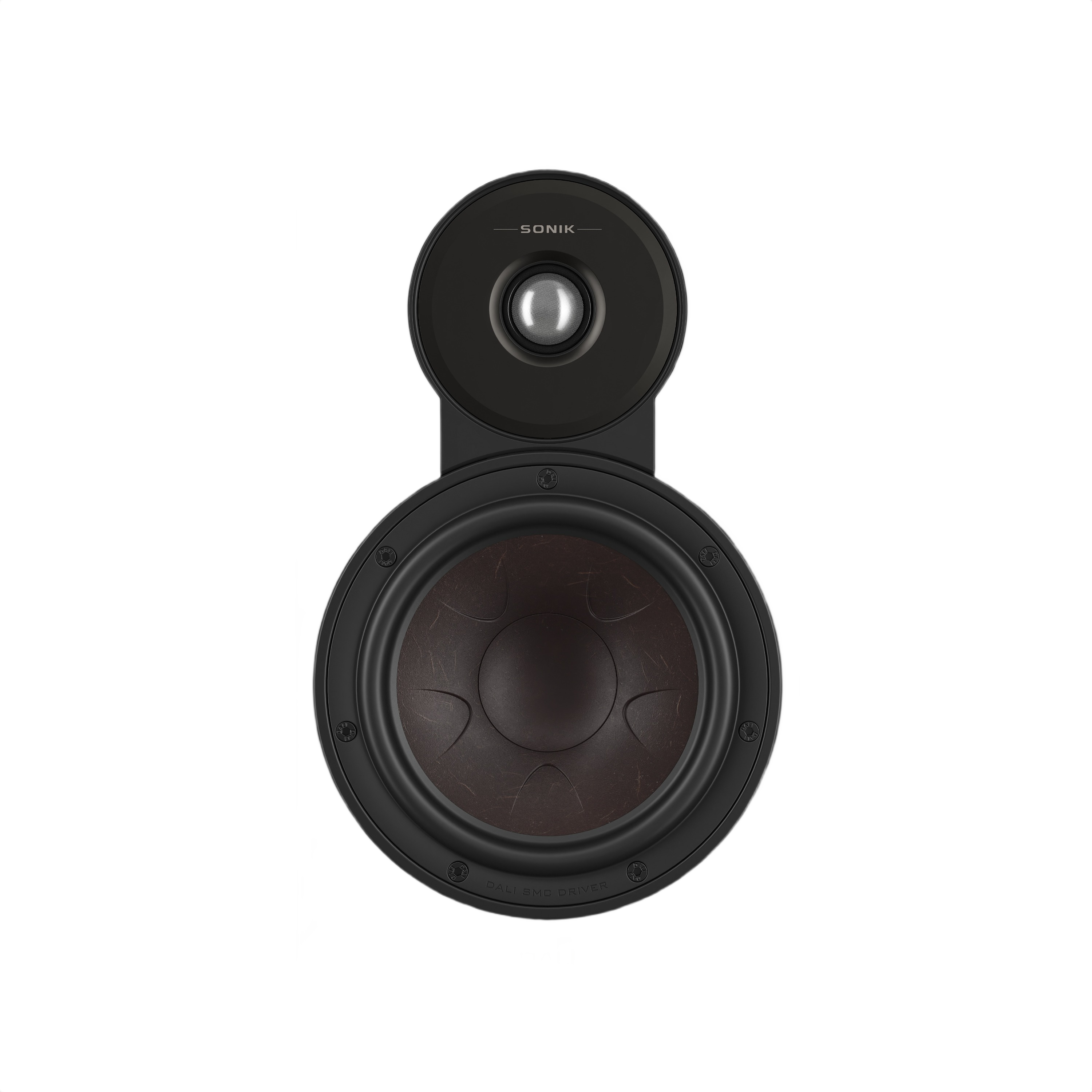 Dali Sonik 3 Compact Bookshelf Speaker (Pair) front view showcasing the woofer and tweeter design.