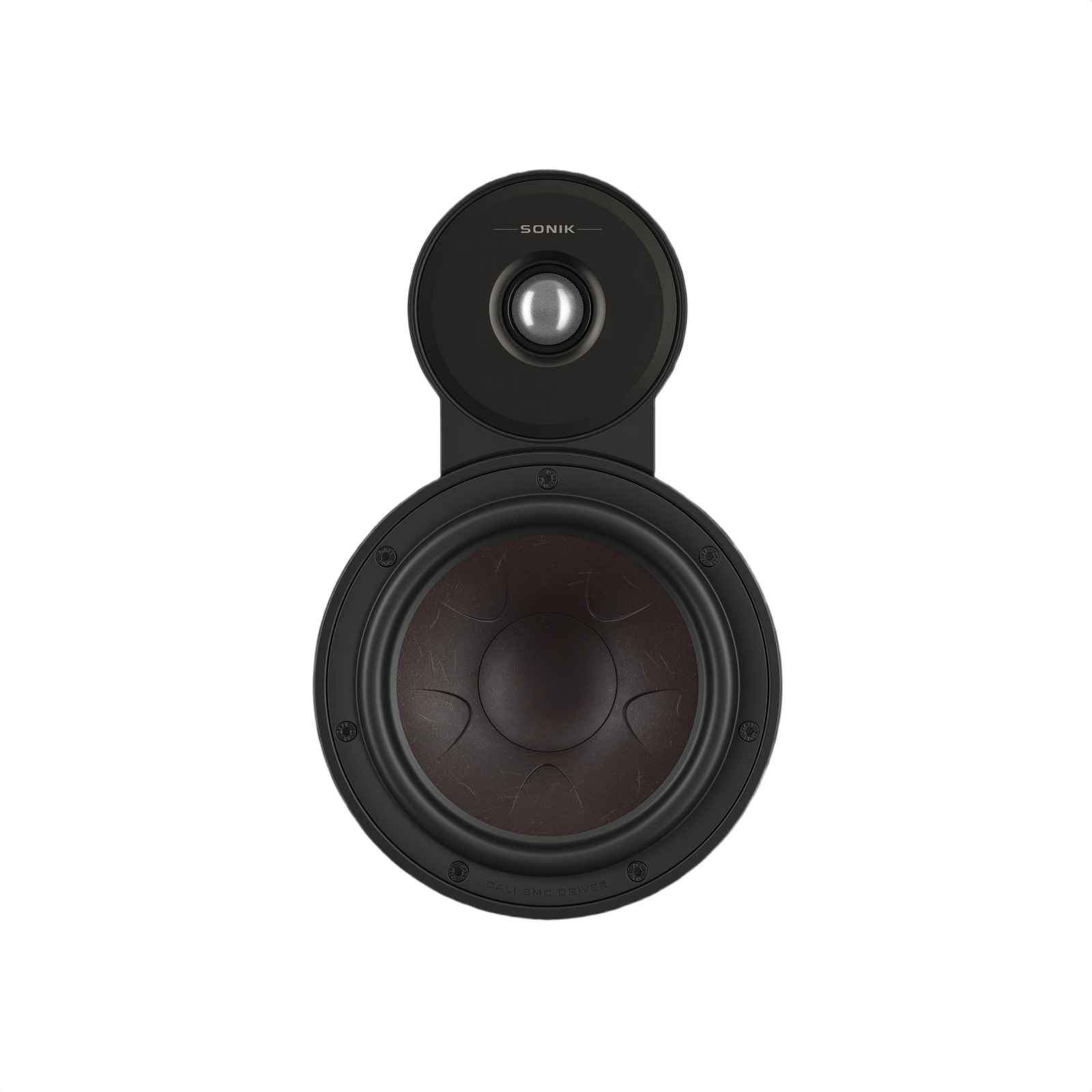 Dali Sonik 3 Compact Bookshelf Speaker (Pair) front view showcasing the woofer and tweeter design.