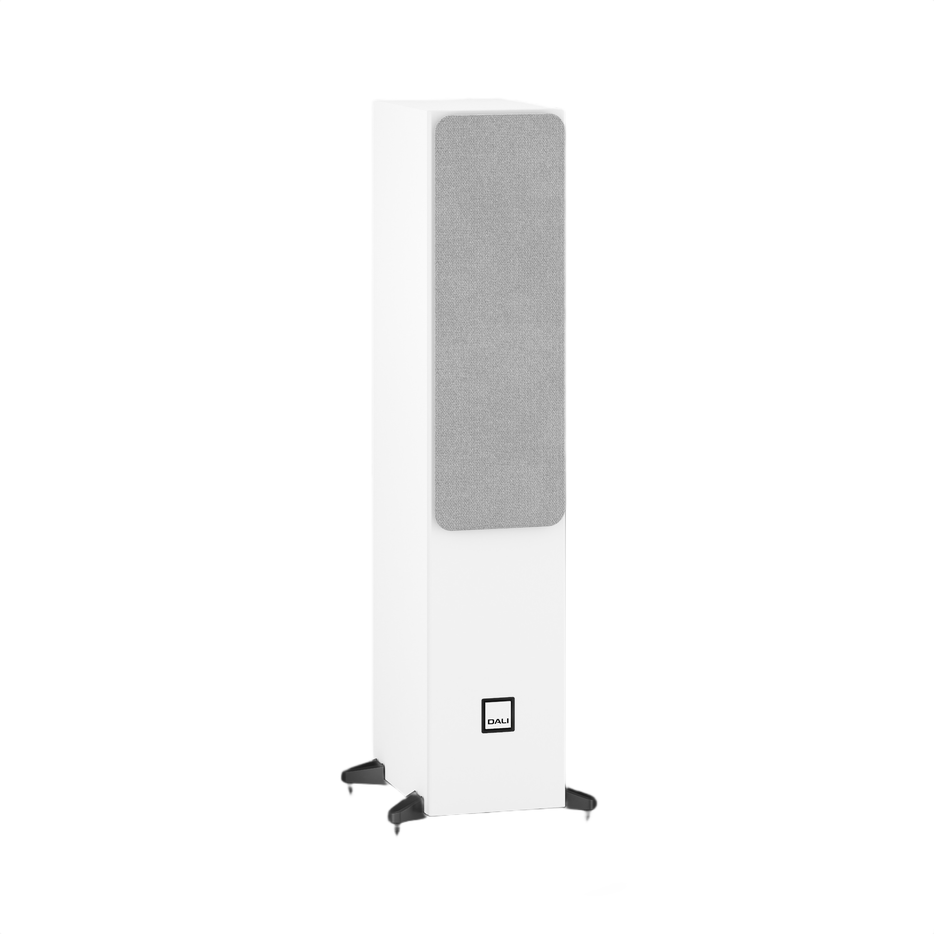 Dali Sonik 5 Slim Floorstanding Loudspeaker (Pair) in white with grey fabric front.