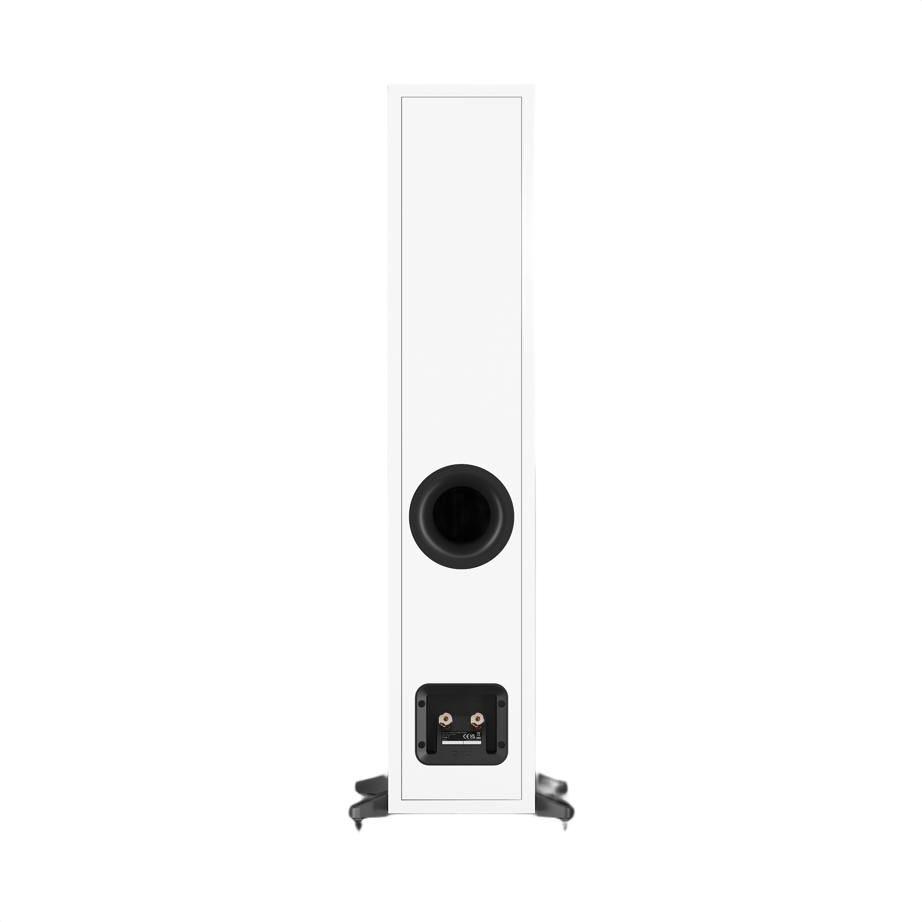 Dali Sonik 5 Slim Floorstanding Loudspeaker (Pair) in white, showcasing its elegant slim design and rear port.
