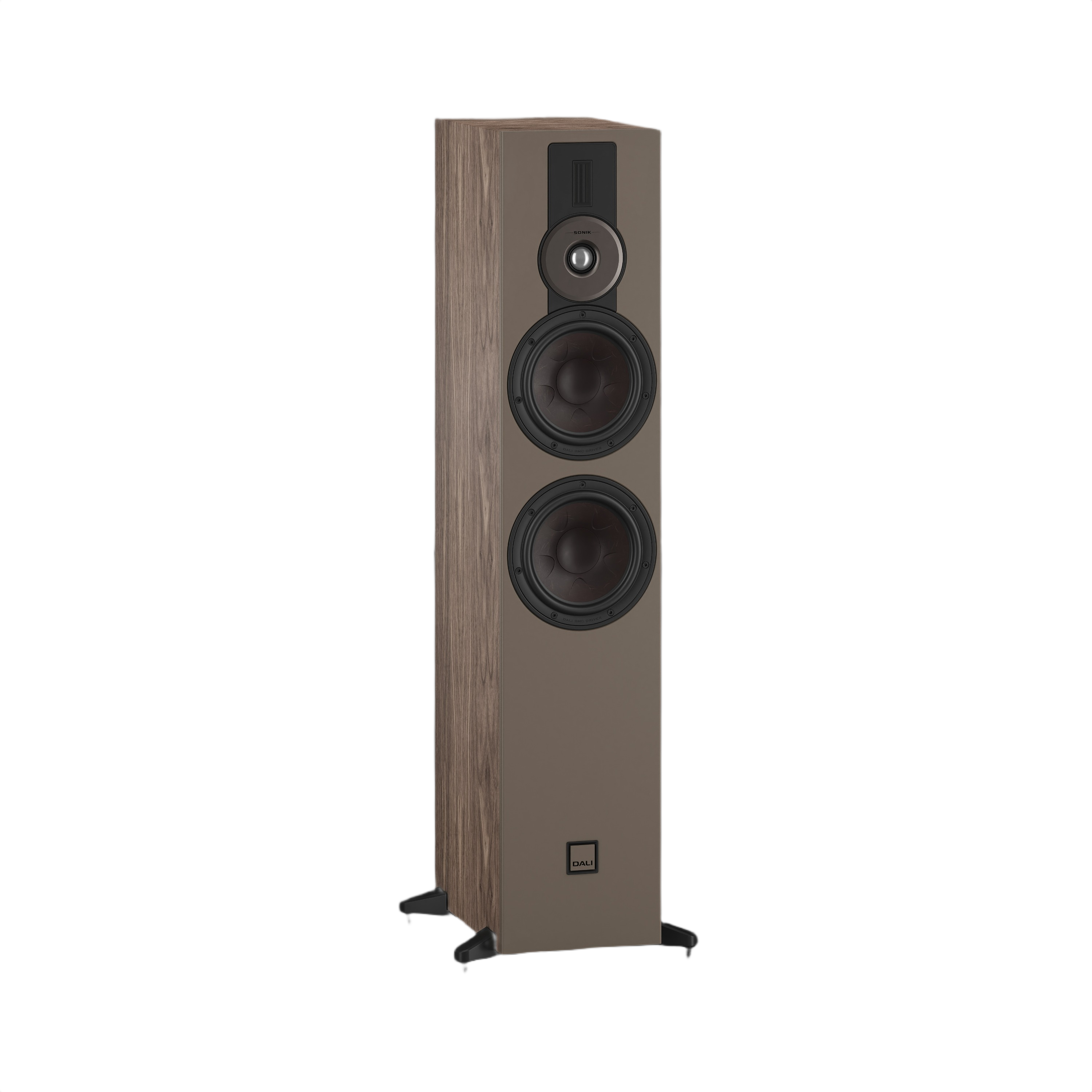Dali Sonik 7 Floorstanding Loudspeaker (Each) in a modern wood design, showcasing deep bass and clear audio performance.