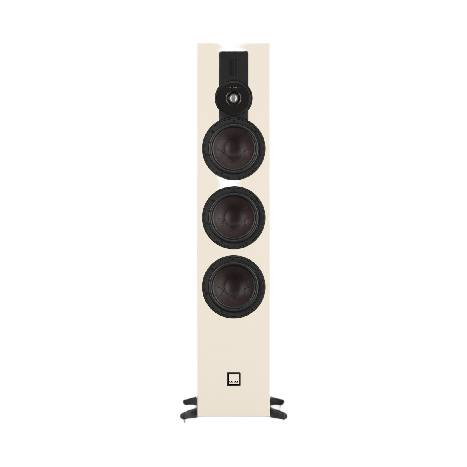 Dali Sonik 9 Floorstanding Loudspeaker (Each) in elegant white design with three powerful drivers.
