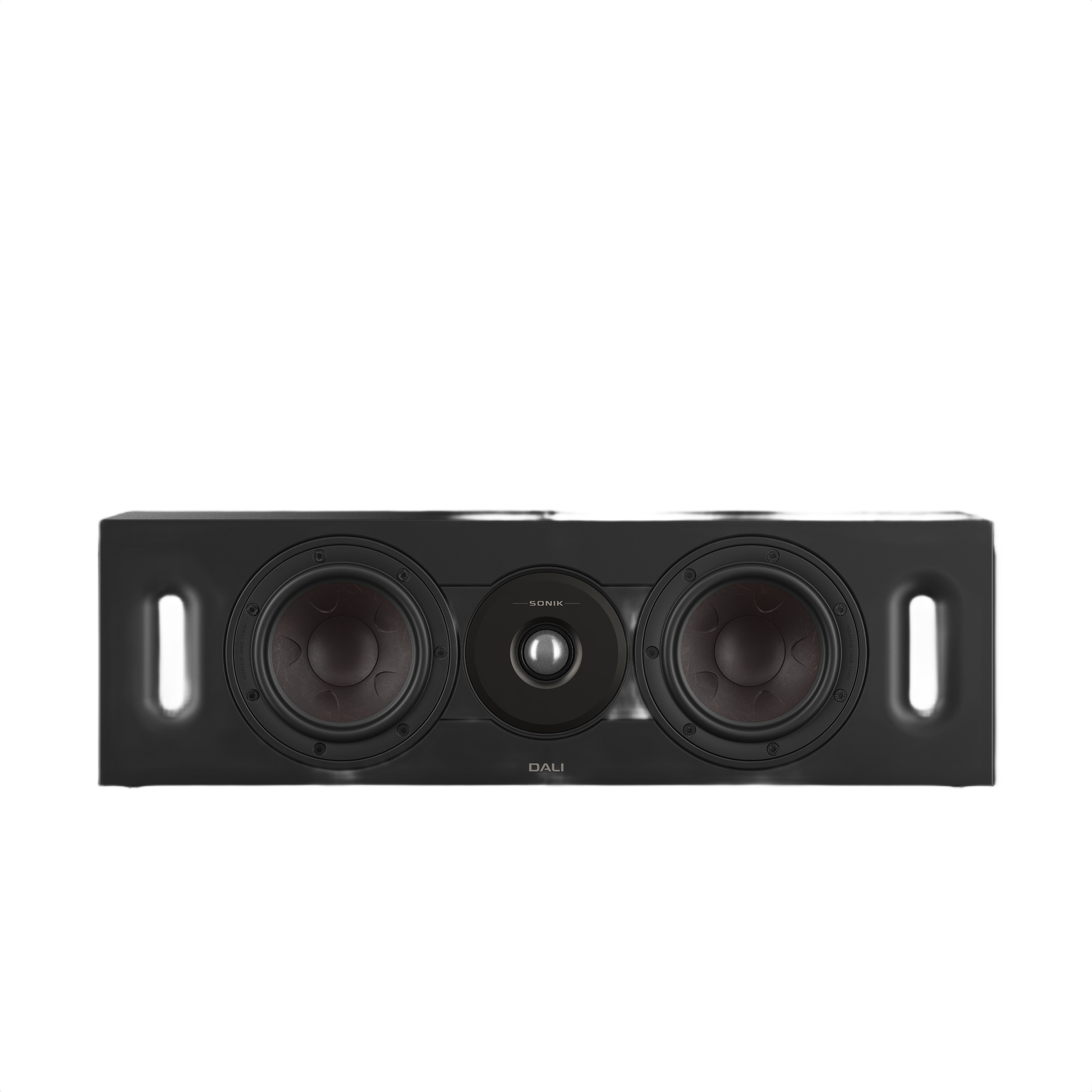 Dali Sonik Cinema LCR Speaker (Each) front view showcasing dual woofers and sleek design.