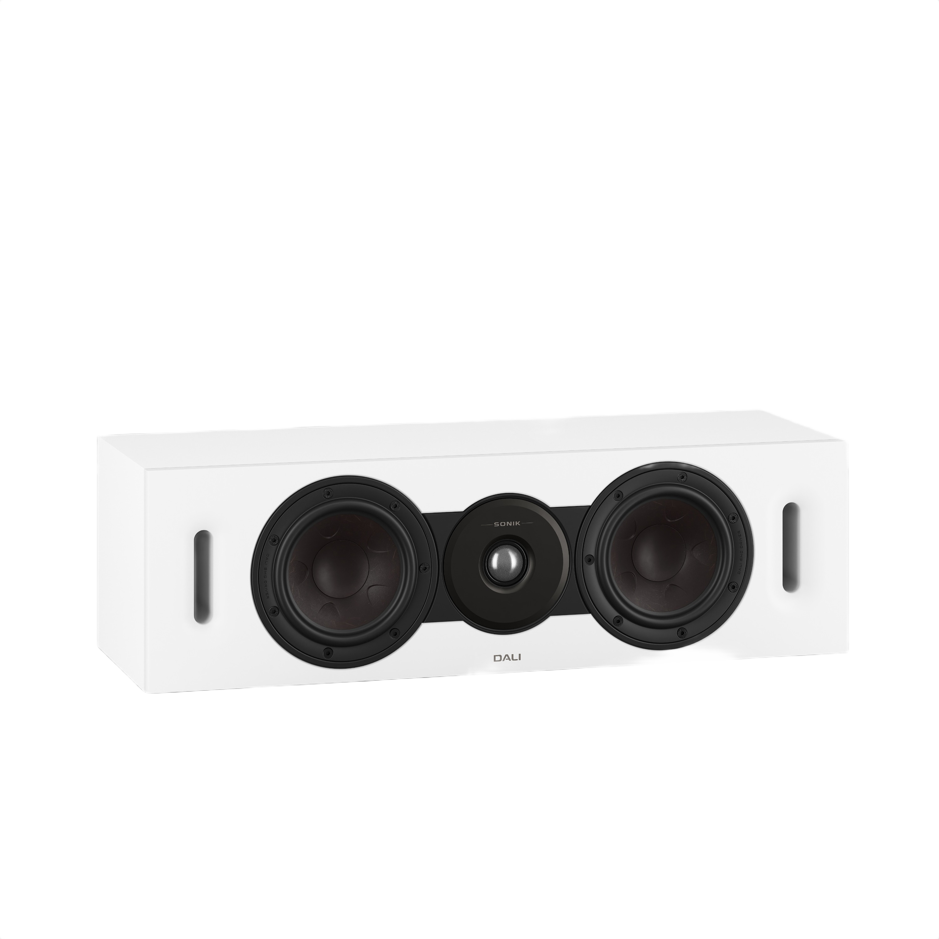 Dali Sonik Cinema LCR Speaker (Each) in white with dual woofers for immersive home-theatre sound.