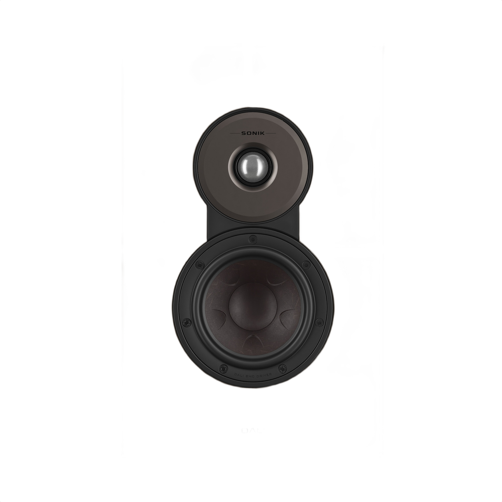 Dali Sonik On-Wall Slim On-Wall Speaker (Each) front view showcasing tweeter and woofer design, perfect for immersive sound.