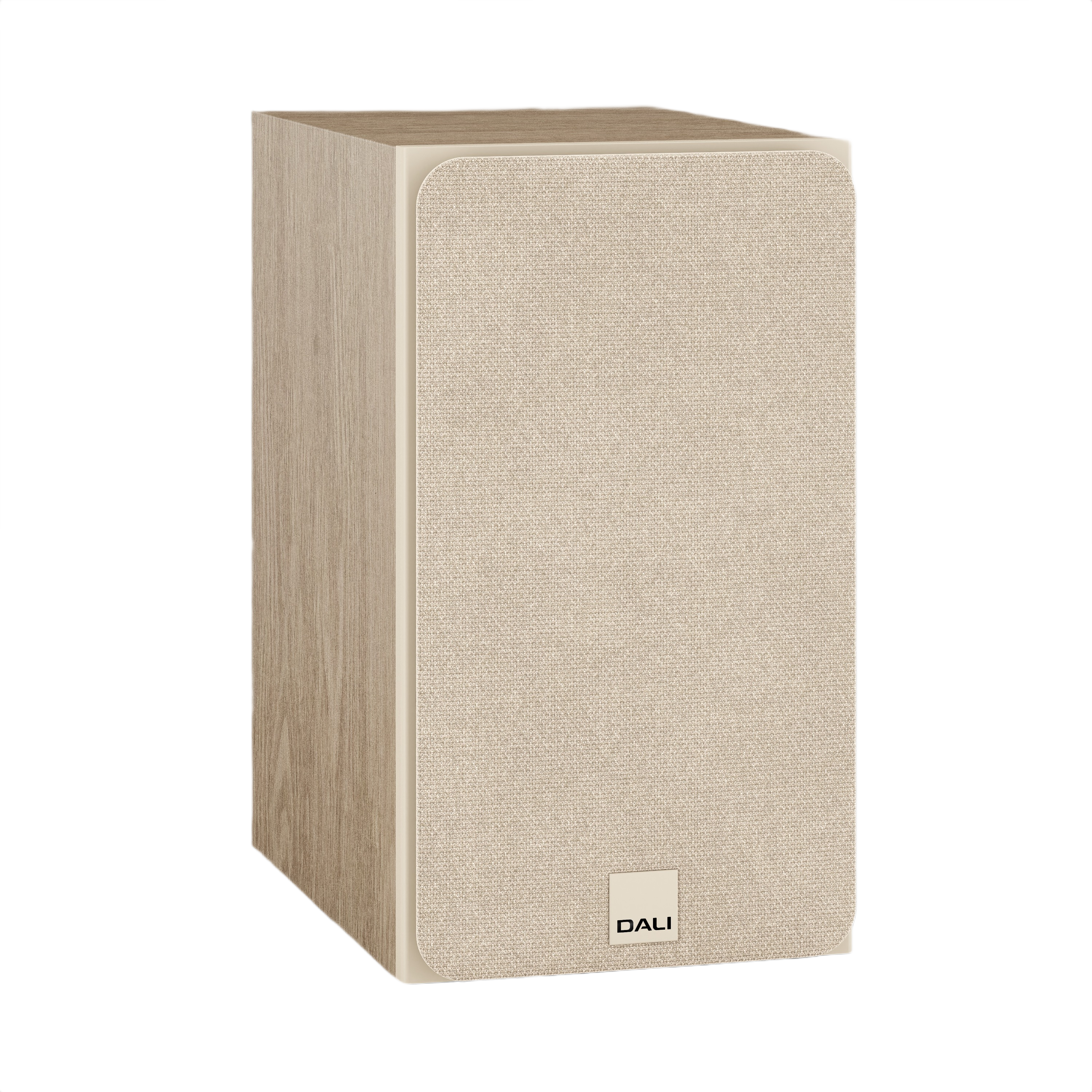 Dali Sonik 3 Compact Bookshelf Speaker (Pair) in elegant design with fabric front and wooden finish.