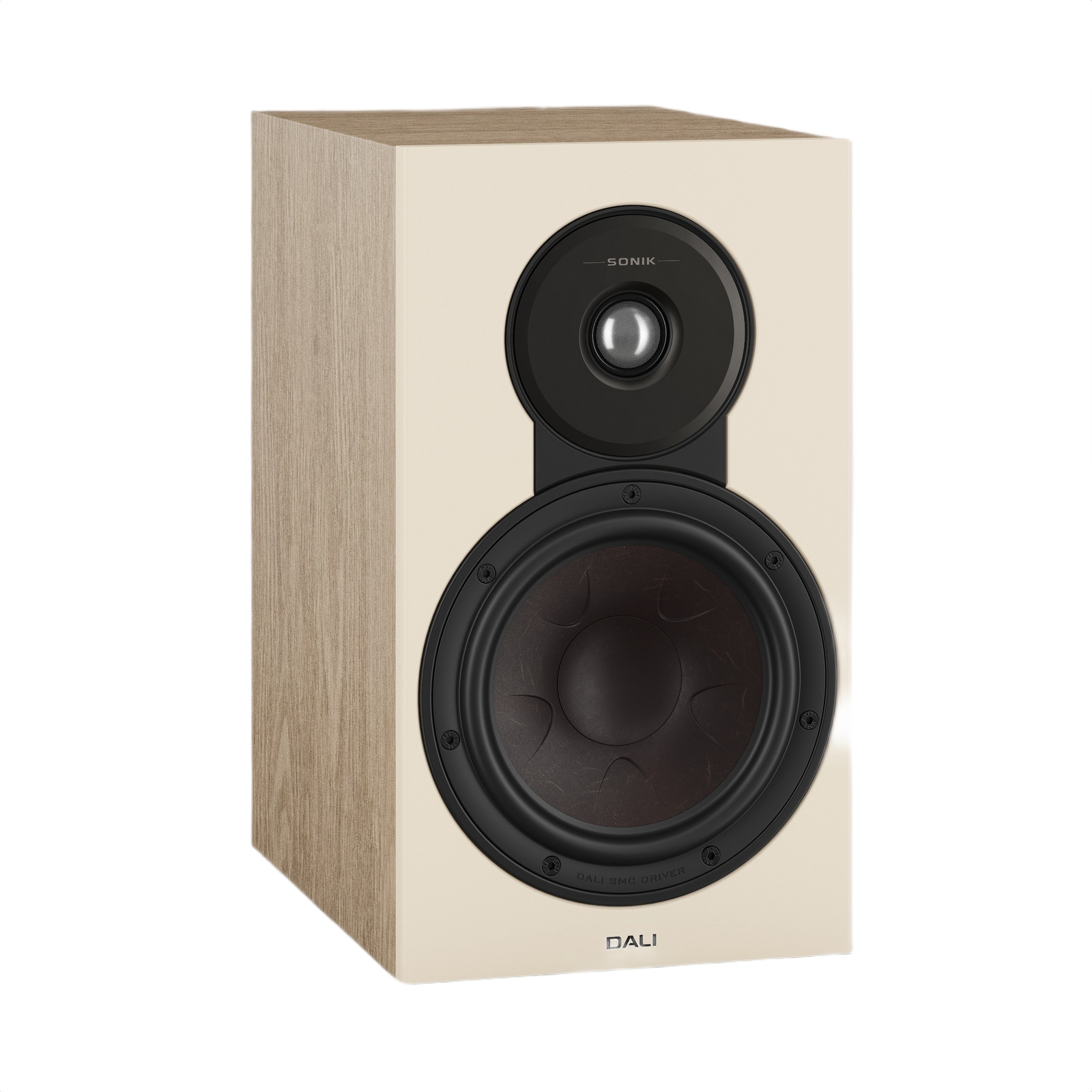 Dali Sonik 3 Compact Bookshelf Speaker (Pair) showing a stylish design with a 7-inch woofer and soft dome tweeter.