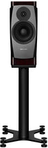 Dynaudio Confidence 20 Bookshelf Speaker (Pair) on a black stand, showcasing sleek design and premium audio quality.