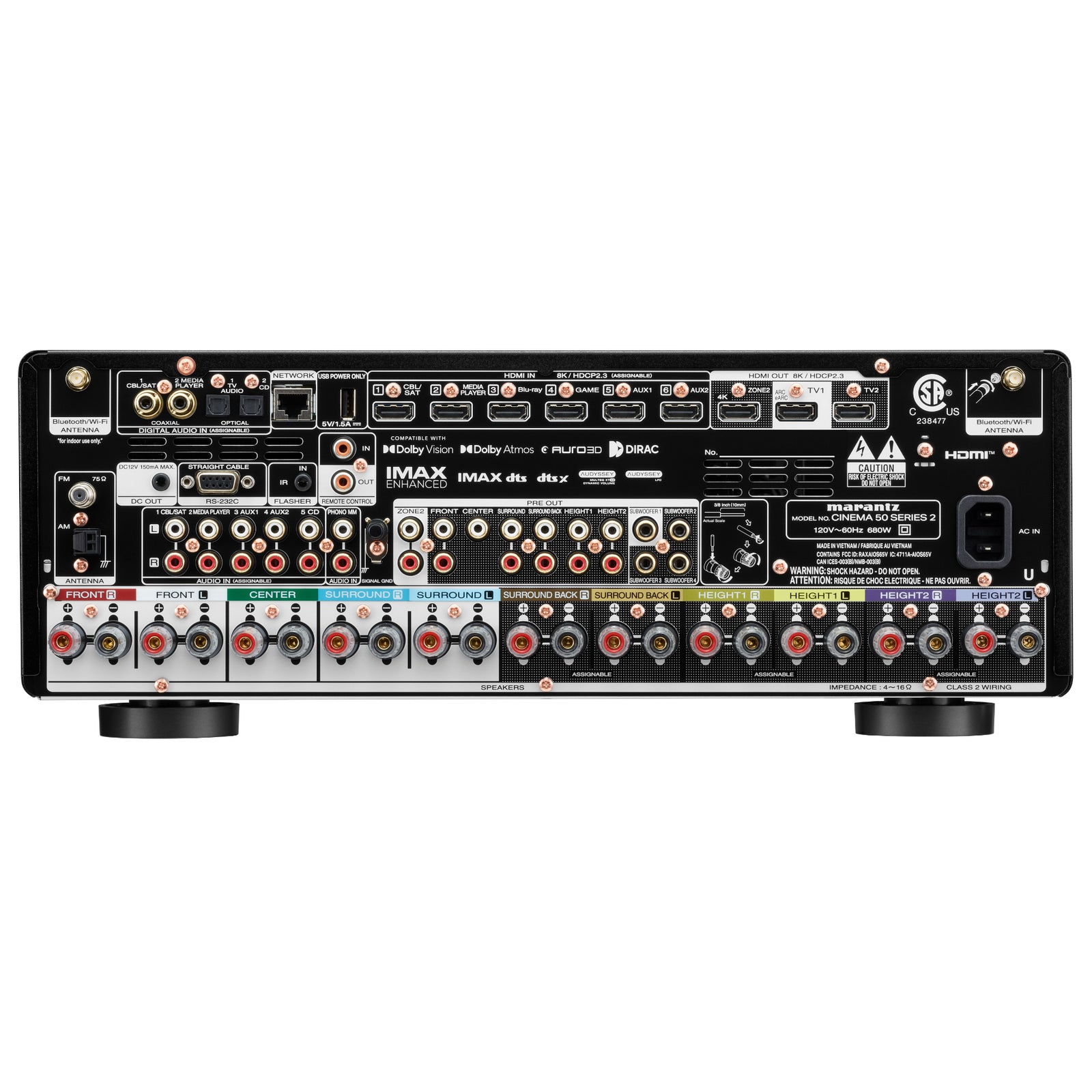 Marantz Cinema 50 Series 2 9.4 Channel A/V Receiver with Dolby Atmos, Dirac Live, and HEOS