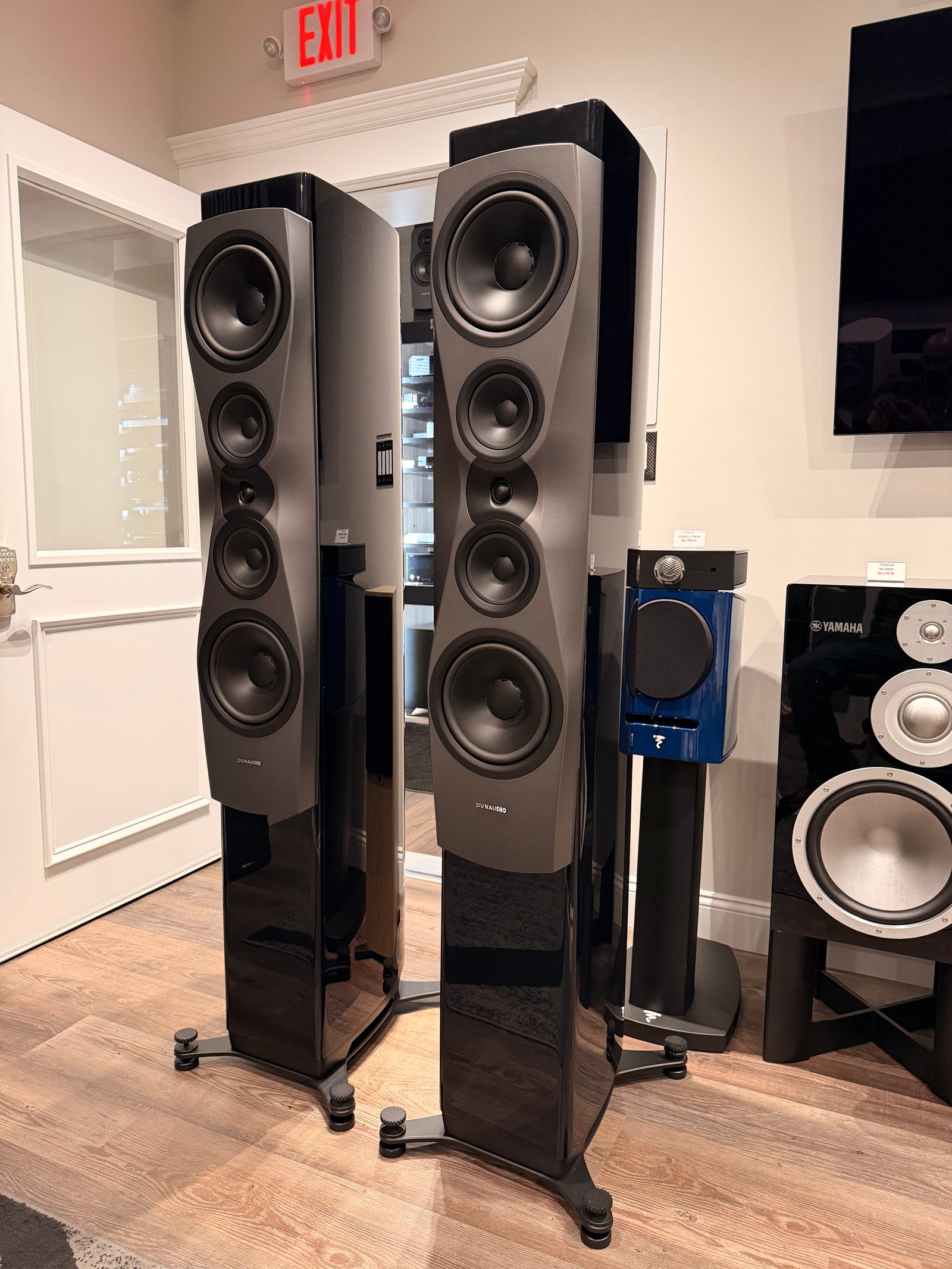 Dynaudio Confidence 60 Floorstanding Speaker Midnight High Gloss Customer Trade-in (Pair) displayed in a modern audio showroom.