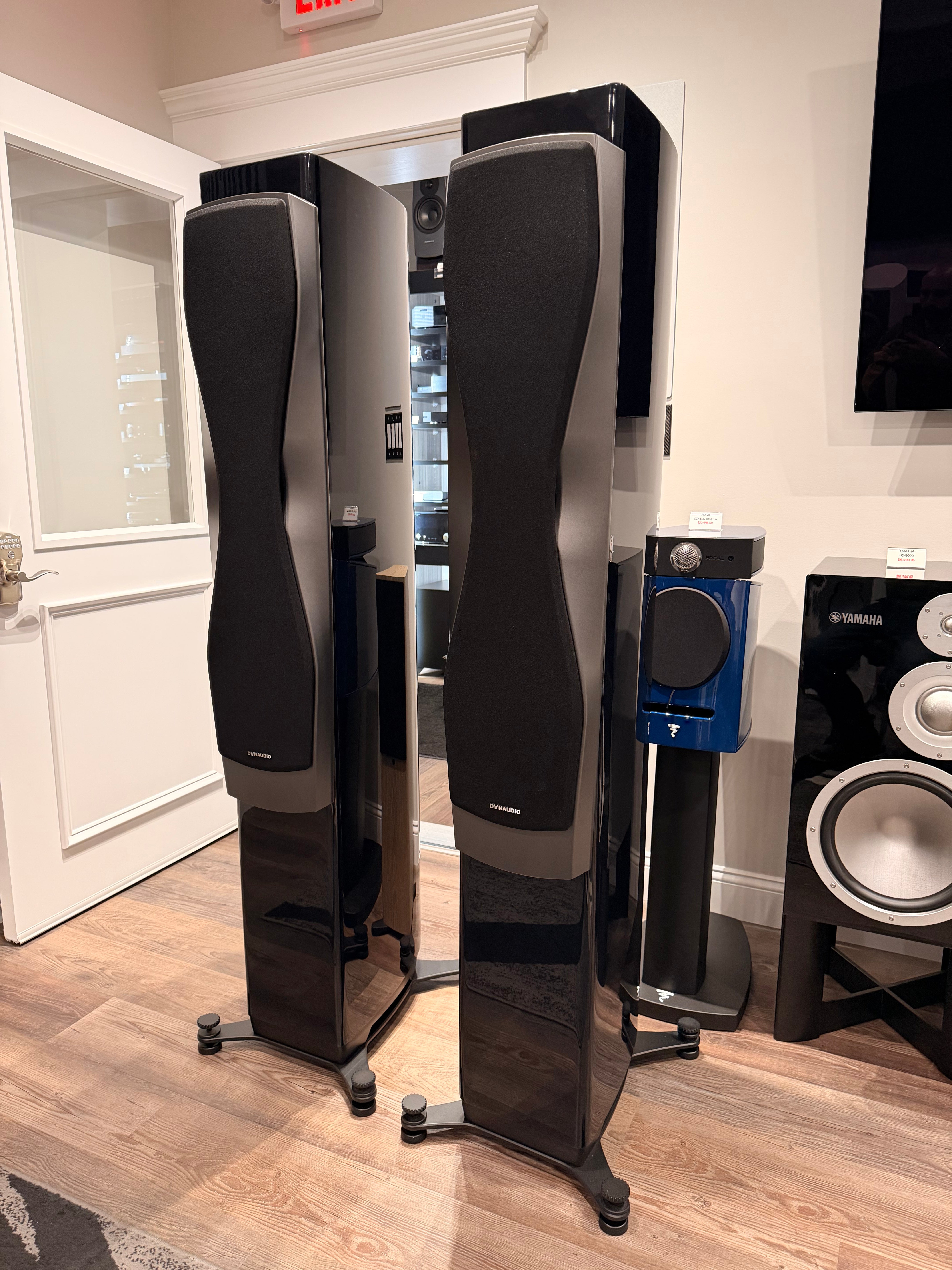 Dynaudio Confidence 60 Floorstanding Speaker Midnight High Gloss Customer Trade-in (Pair) displayed in a showroom.