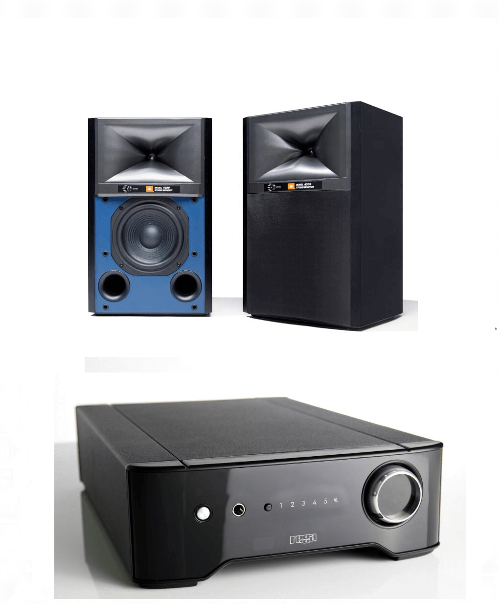 JBL 4309 6.5-inch 2-way Bookshelf Loudspeaker Pair with Rega Brio