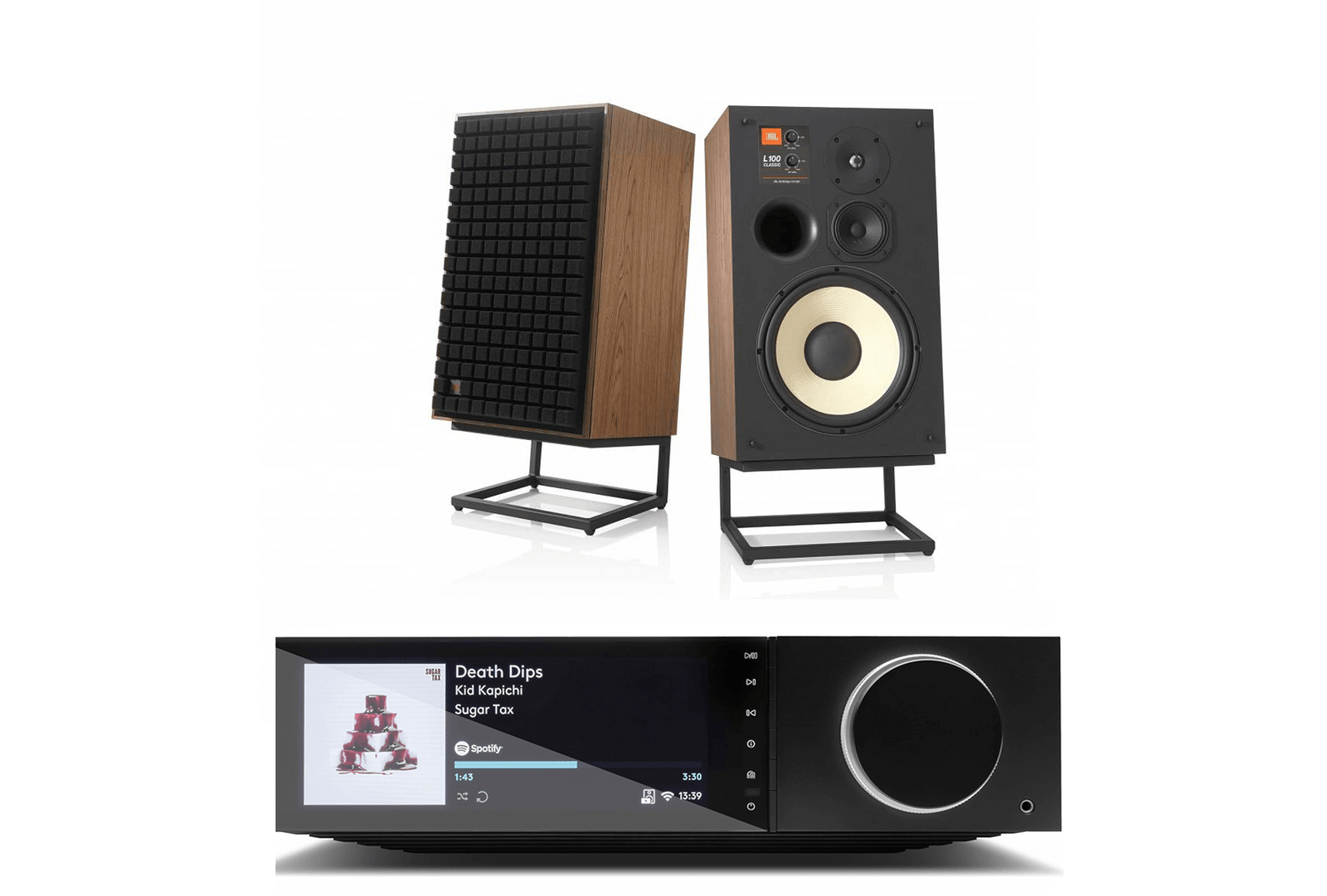 JBL L100 Classic 12 Inch 3-way Bookshelf Loudspeaker Pair with Cambridge Audio Evo 150 Integrated Amplifier All-in-One Player Bundle - Safe and Sound HQ