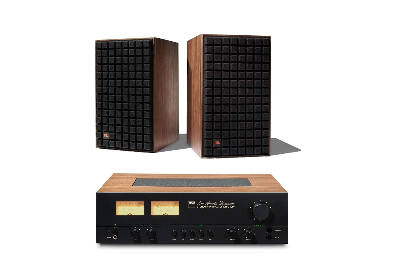JBL L82 Classic 8 Inch 2-way Bookshelf Loudspeaker Pair with NAD C 3050 Integrated Amplifier Bundle - Safe and Sound HQ