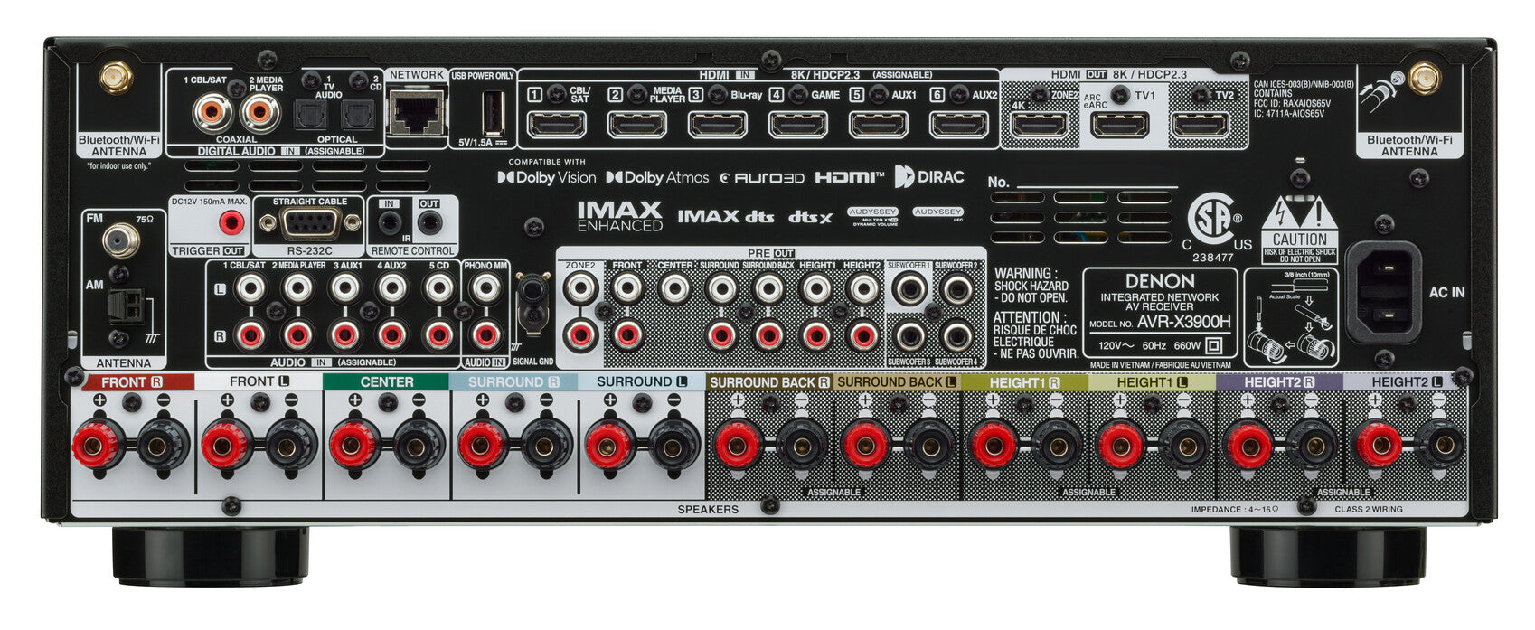Denon AVR-X3900H 9.4 Channel 8K A/V Receiver with HEOS