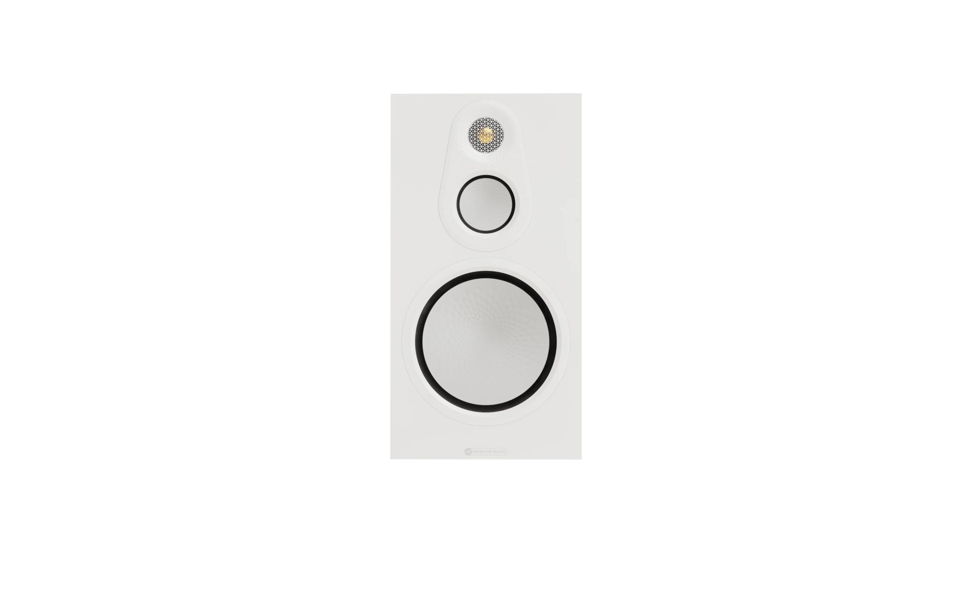 Monitor Audio Silver 100 8G Bookshelf Speakers (Pair) in white finish, featuring a 3-way system with 8-inch bass driver.