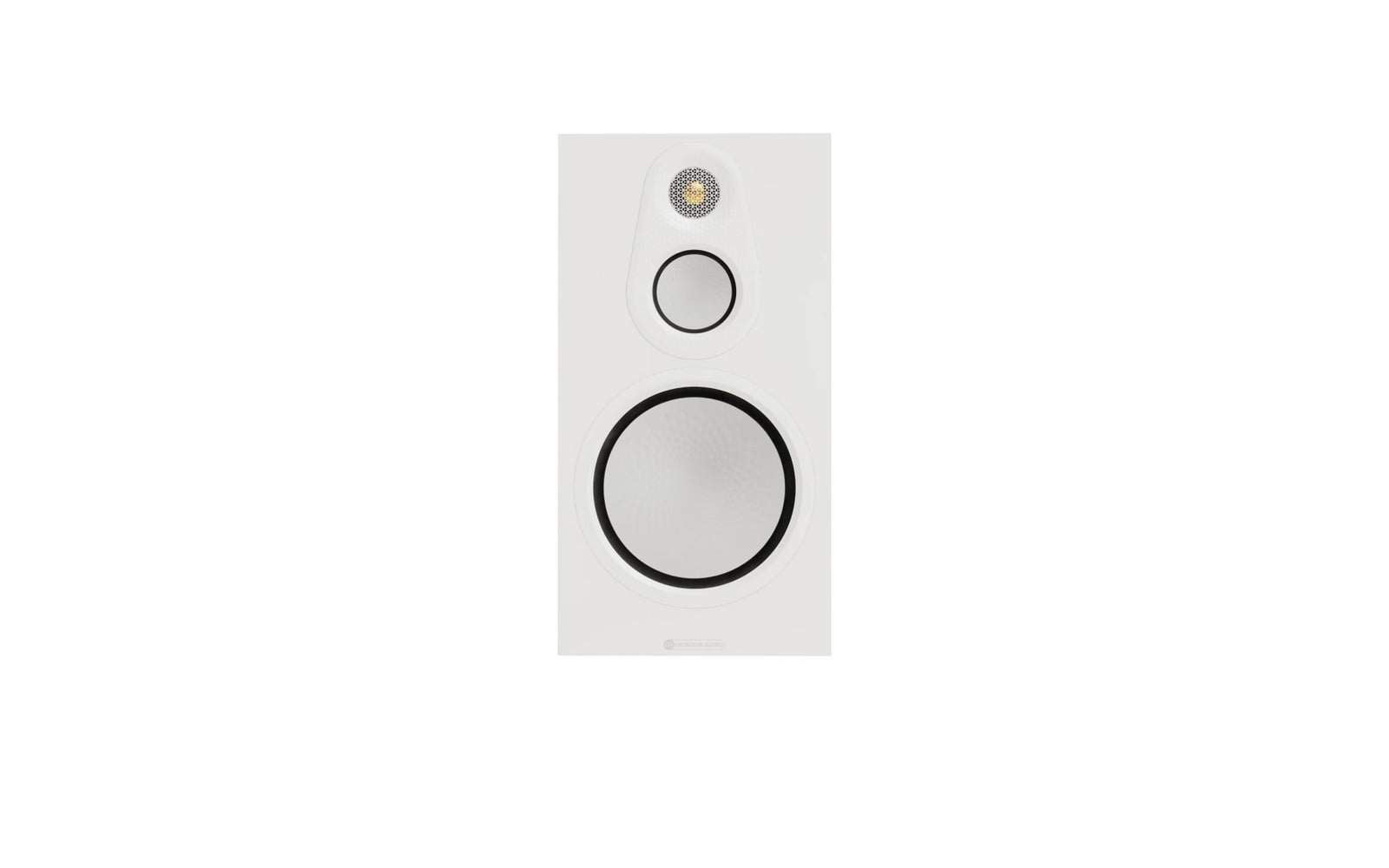 Monitor Audio Silver 100 8G Bookshelf Speakers (Pair) in white finish, featuring a 3-way system with 8-inch bass driver.