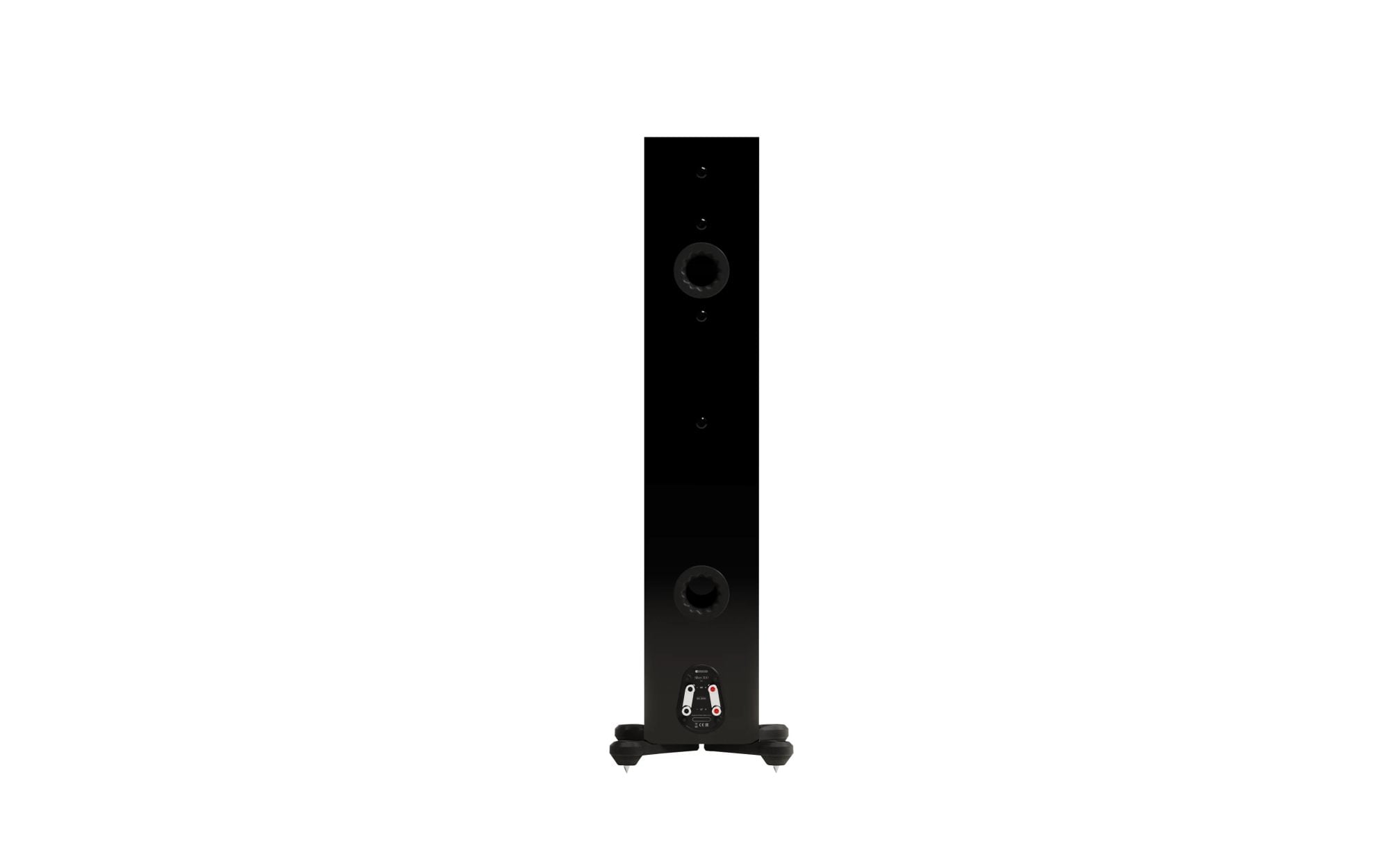Monitor Audio Silver 300 8G Floorstanding Speakers (Pair) in high gloss black finish, showcasing elegant design.