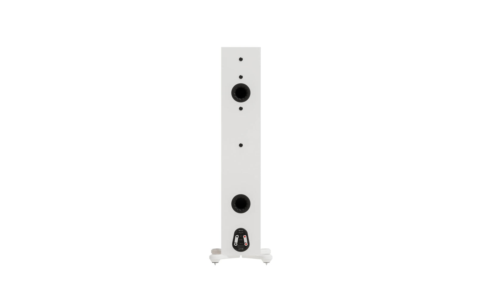 Monitor Audio Silver 300 8G Floorstanding Speakers (Pair) in Satin White finish showing rear connectivity ports.