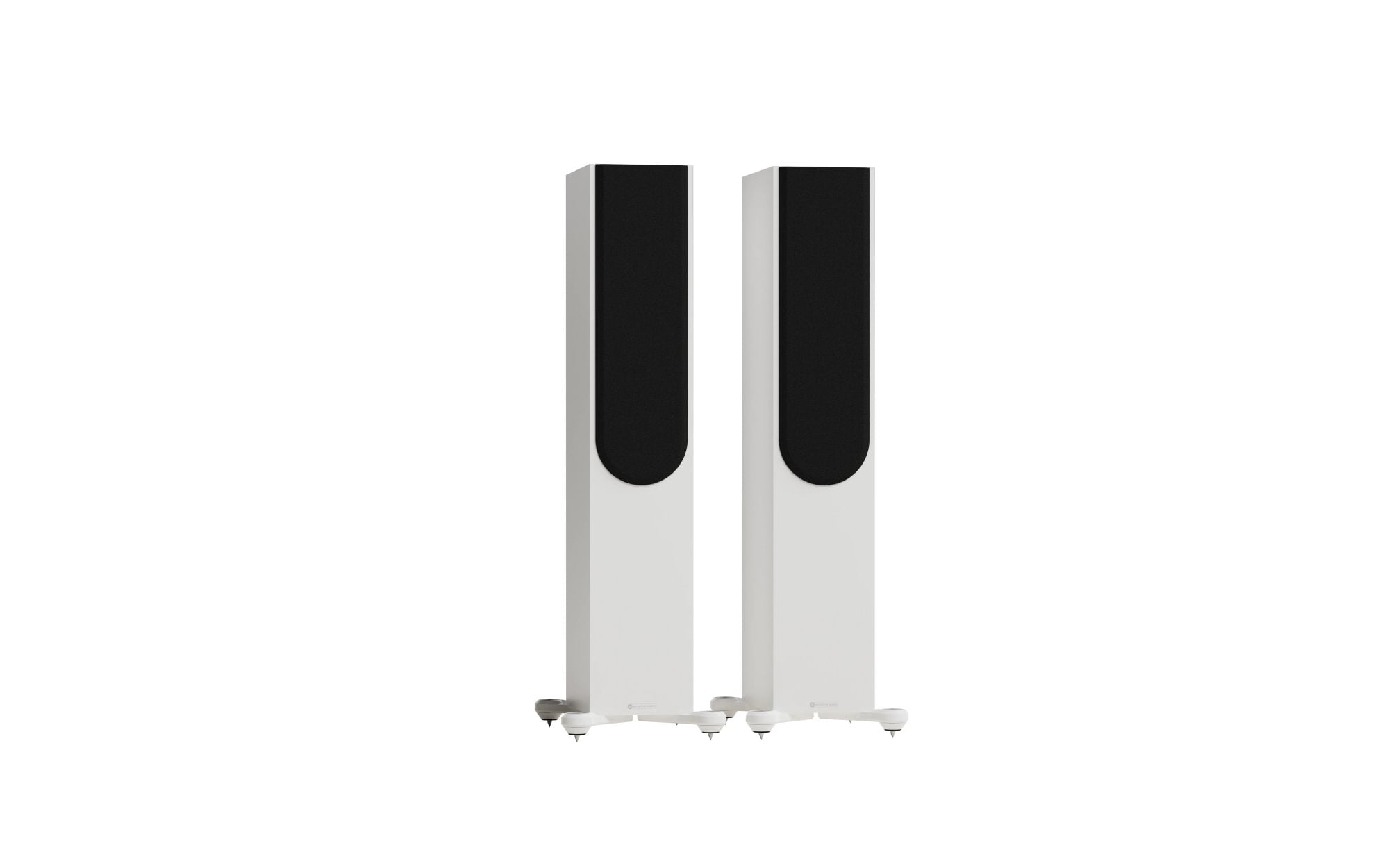 Monitor Audio Silver 300 8G Floorstanding Speakers (Pair) in elegant design with high gloss white finish.