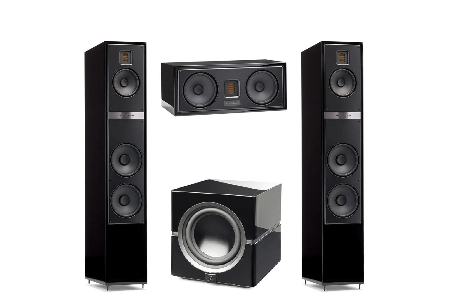 Martin Logan Motion 40i Floorstanding Speakers Pair with Motion 30i Center Channel Speaker and Dynamo 10 Powered 10
