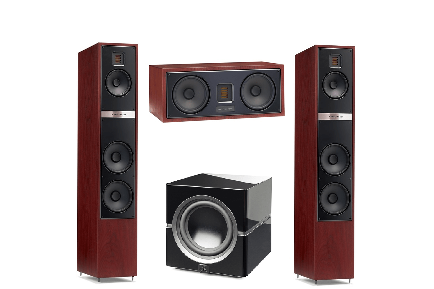 Martin Logan Motion 40i Floorstanding Speakers Pair with Motion 30i Center Channel Speaker and Dynamo 10 Powered 10
