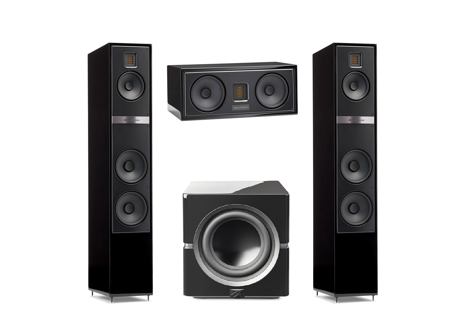Martin Logan Motion 40i Floorstanding Speakers Pair with Motion 30i Center Channel Speaker and Dynamo 12 Powered 12