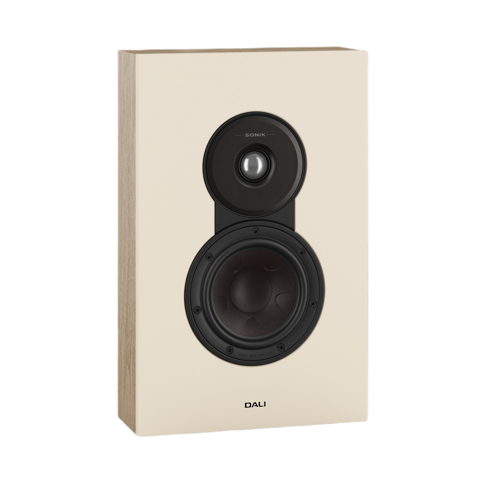Dali Sonik On-Wall Slim On-Wall Speaker (Each) in a sleek, minimalist design with a soft dome tweeter and woofer.