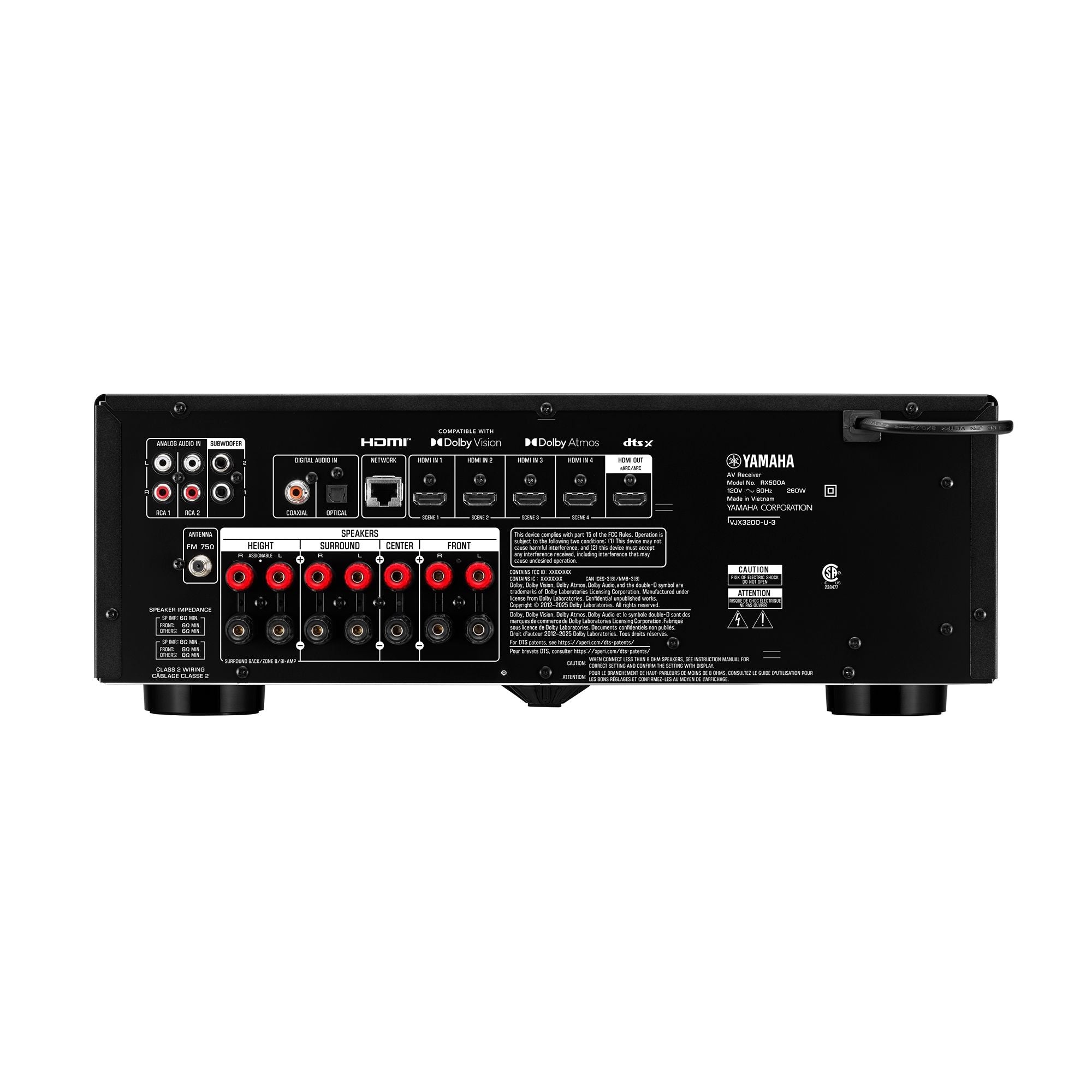 Yamaha RX500A 7.2 Channel 8K A/V Receiver with Dolby Atmos and Bluetooth Multipoint - Safe and Sound HQ