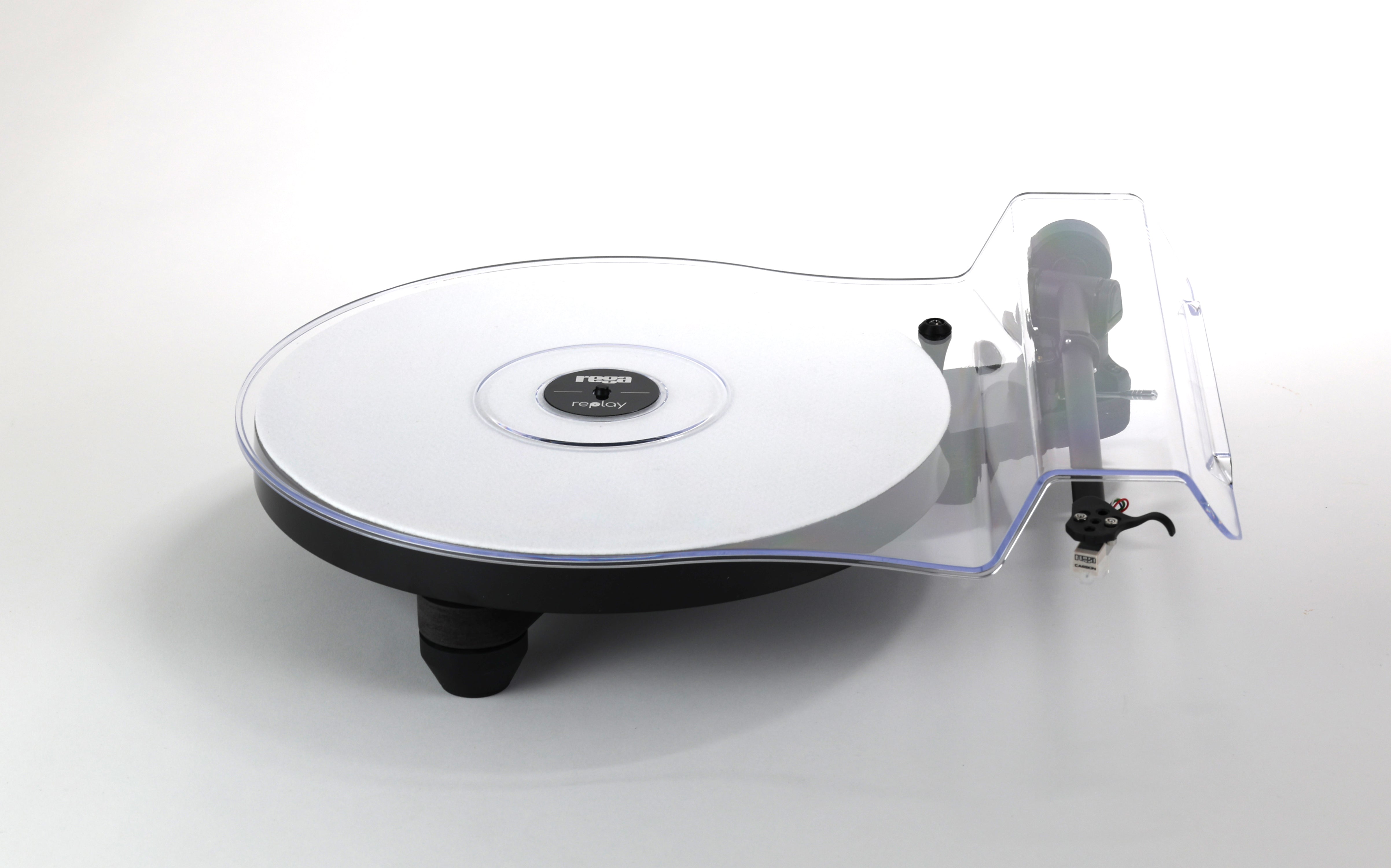 Rega Replay Plug and Play Turntable with Rega Carbon Cartridge on a white background.