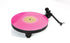 Rega Replay Plug and Play Turntable with Rega Carbon Cartridge displaying a pink vinyl record.