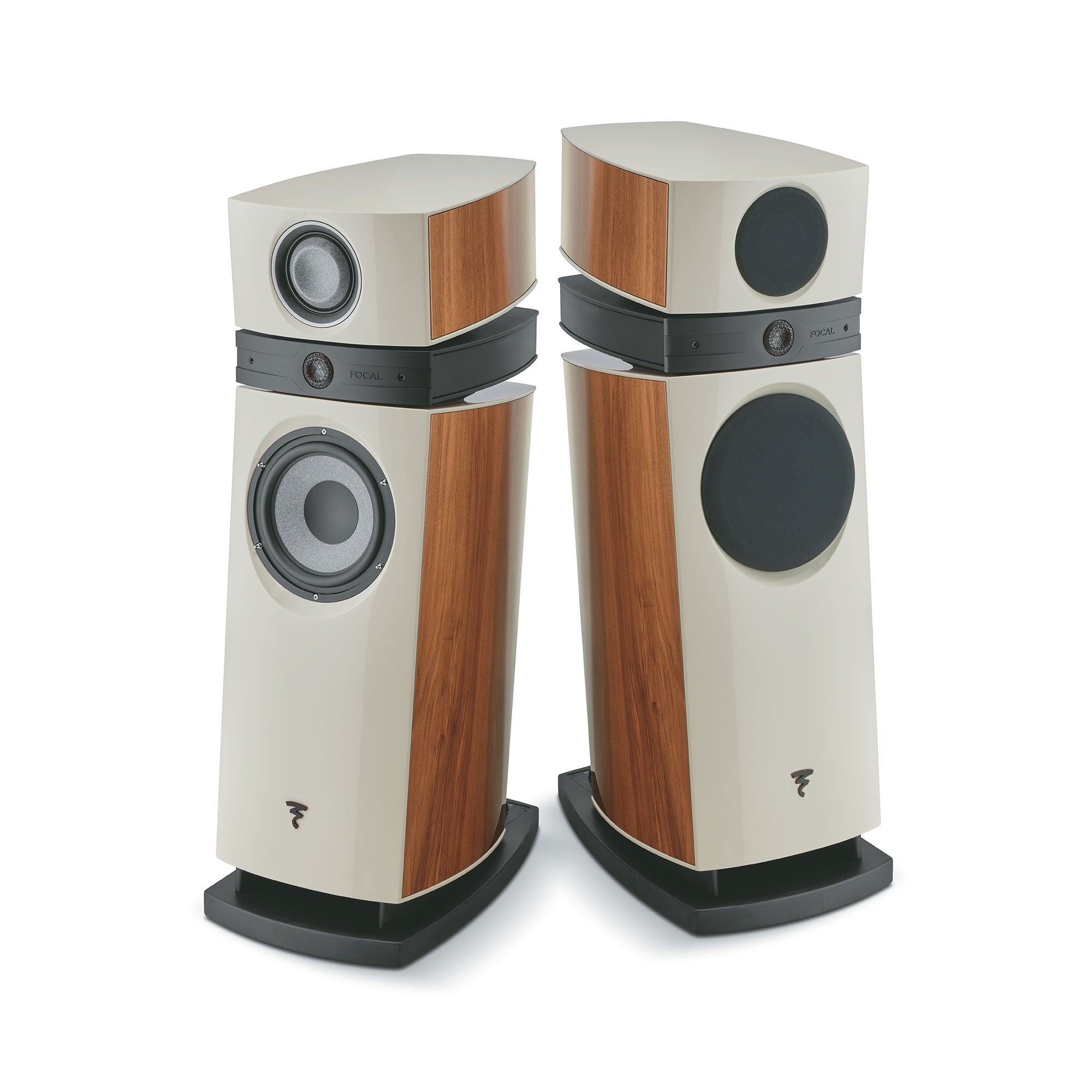 Focal Scala Utopia EVO M High-End 3-Way Floorstanding Speaker (Pair) in Natural Walnut finish, showcasing premium design and audio technology.