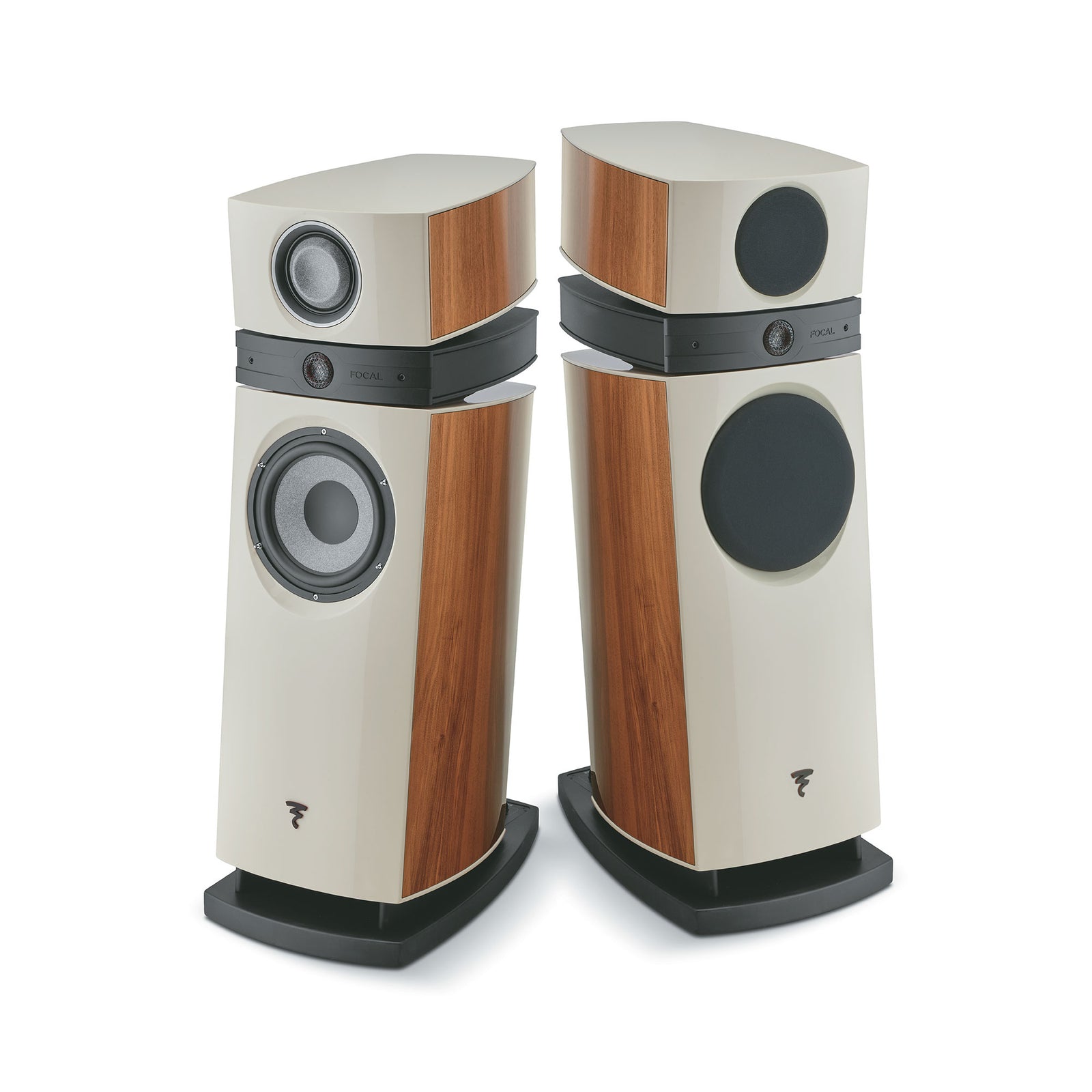 Focal Scala Utopia EVO M High-End 3-Way Floorstanding Speaker (Pair) in Natural Walnut finish, showcasing premium design and audio technology.